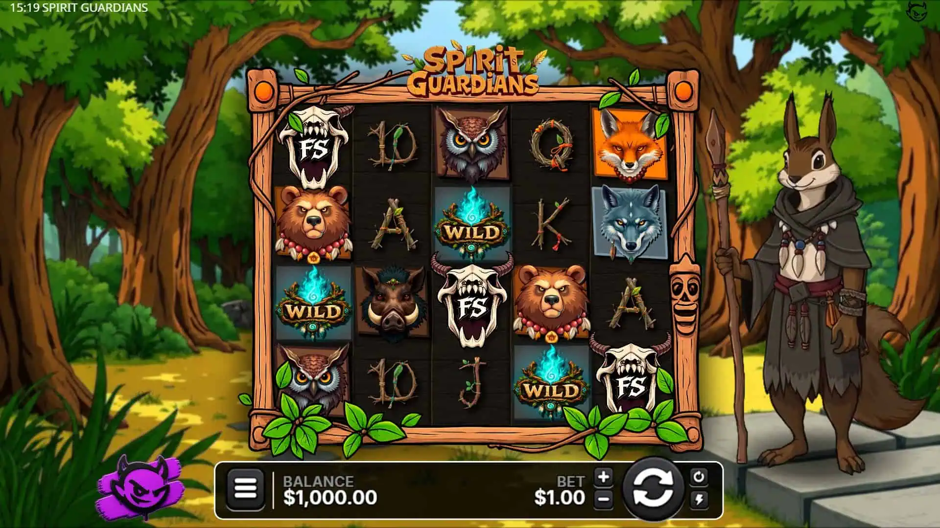 Spirit Guardians slot gameplay reels