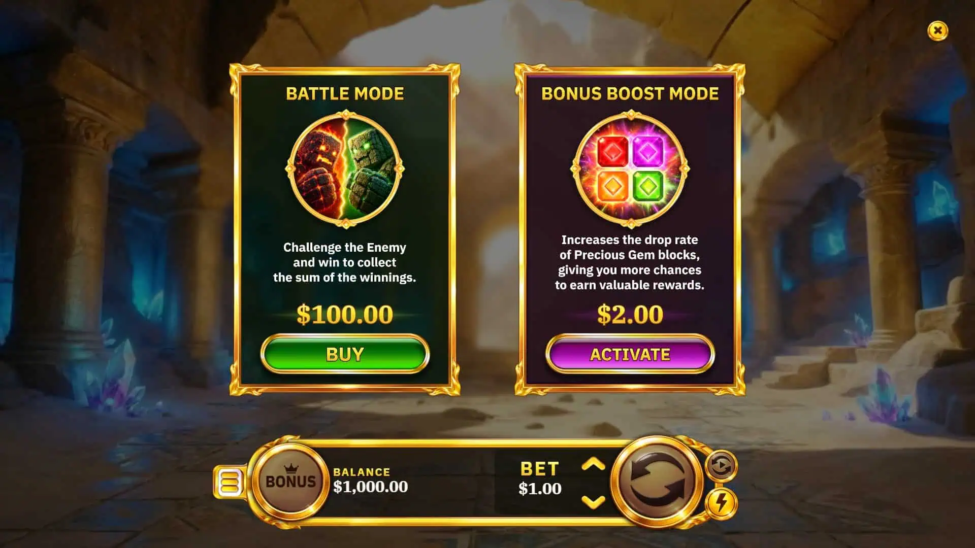 Lucky Block bonus buy menu