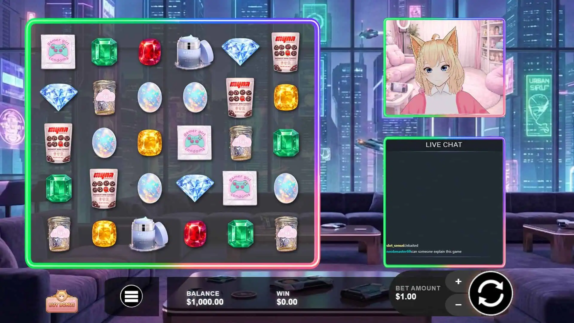 Naughty Streamer slot gameplay reels