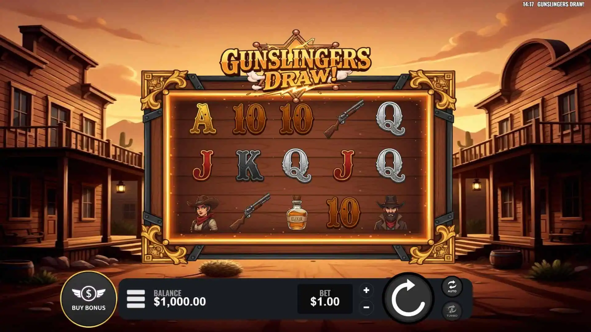 Gunslingers DRAW! slot gameplay reels
