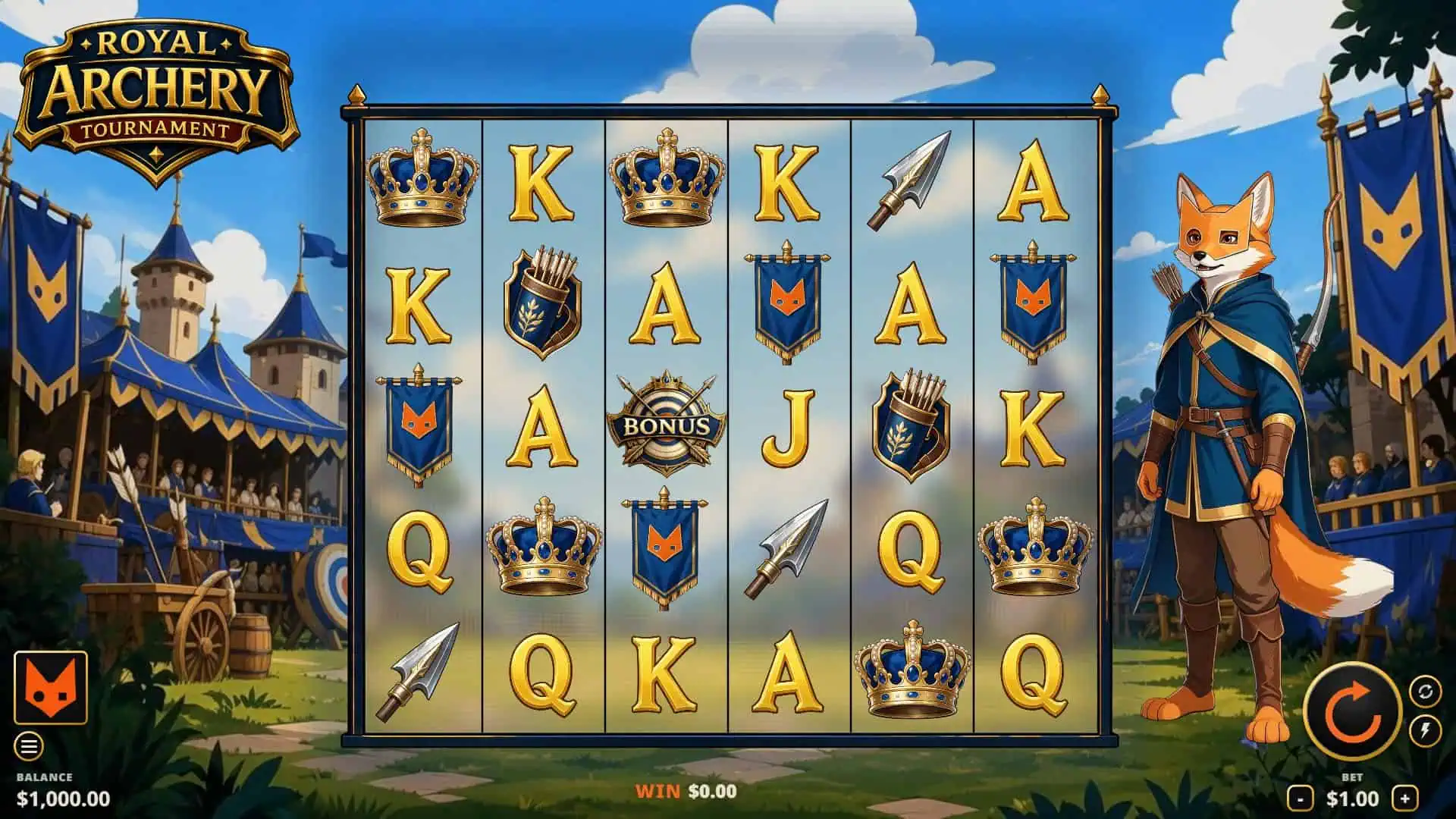 Royal Archery Tournament slot gameplay reels