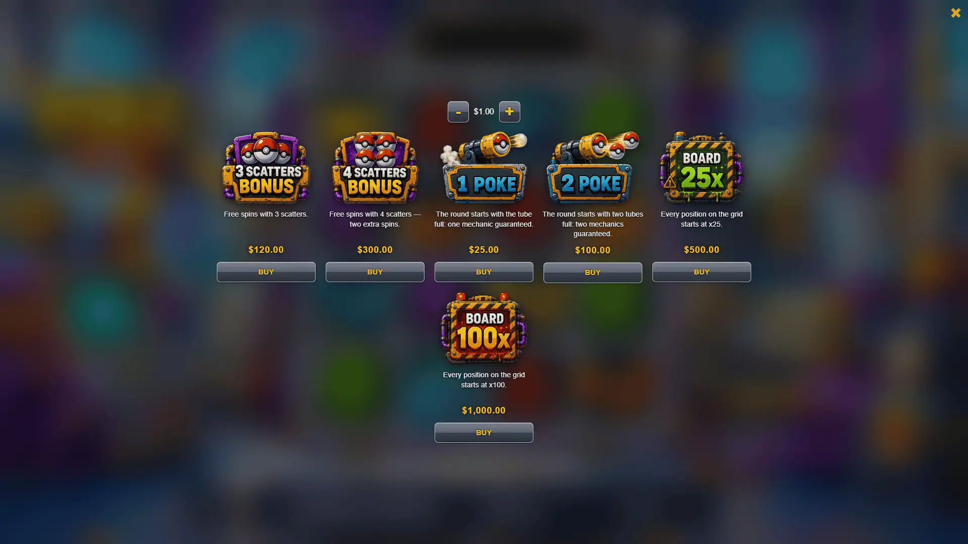 Poke Inc Bonus Buy bonus buy menu