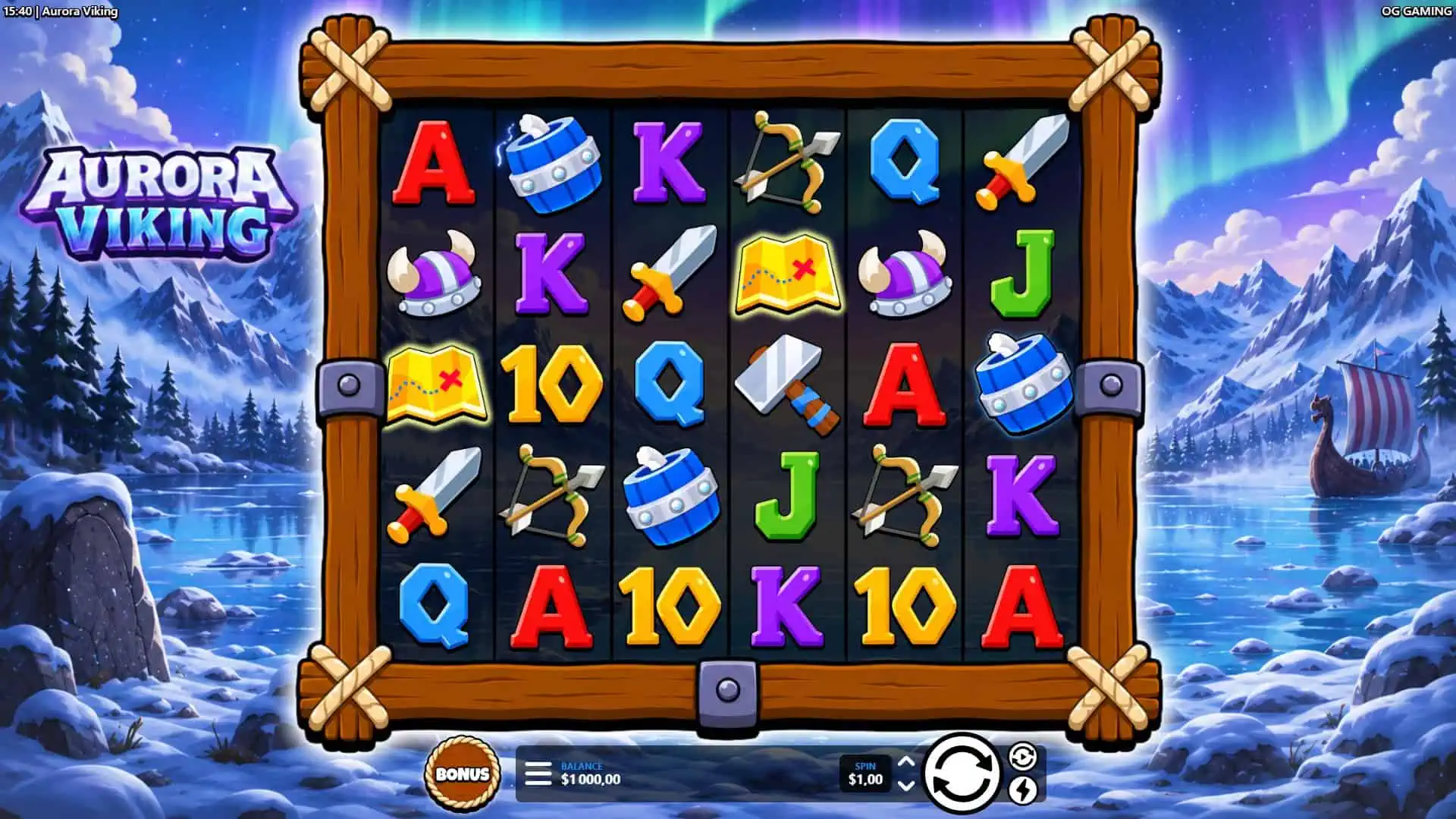 Aurora Viking slot gameplay reels