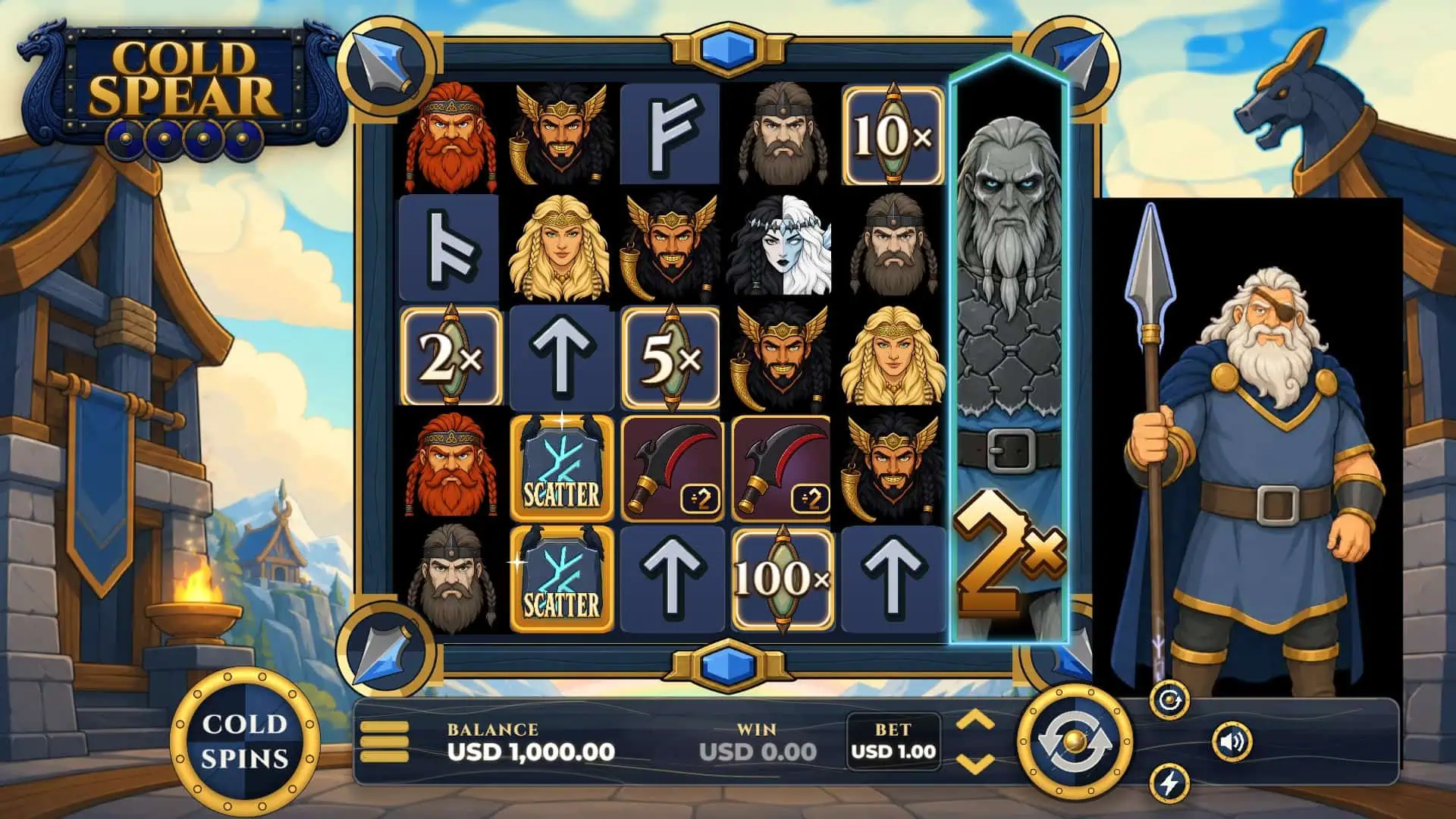 Сold Spear slot gameplay reels