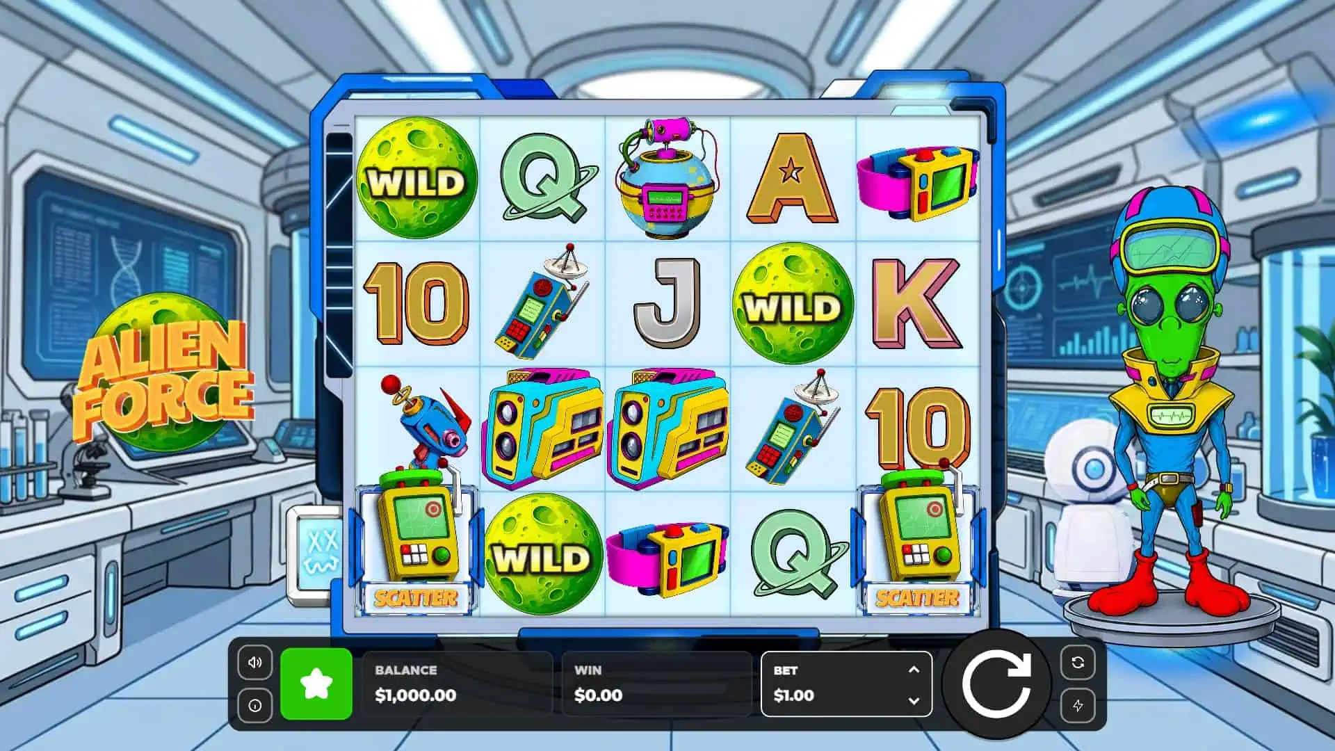 Alien Force slot gameplay reels