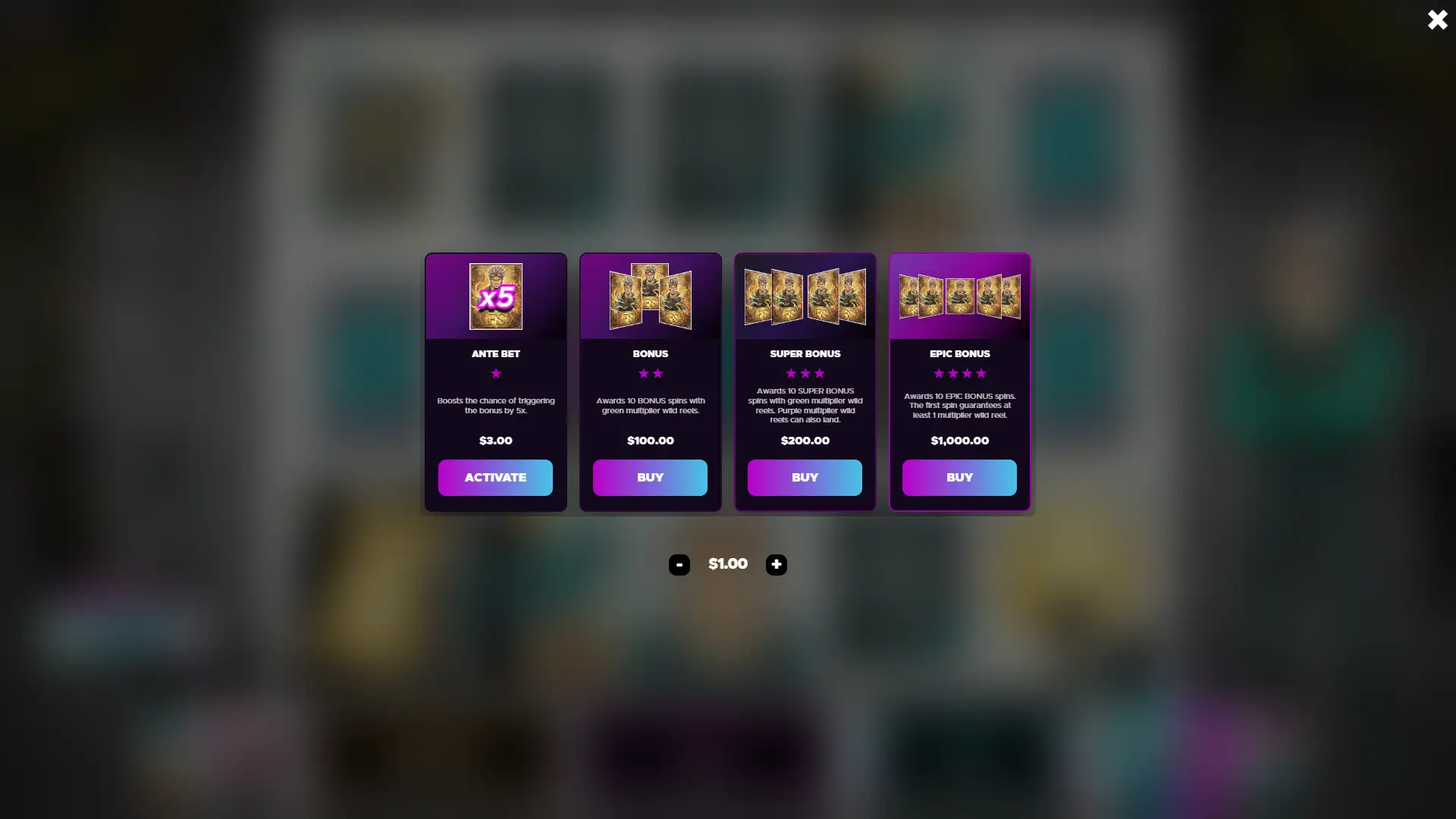 Bro Saga bonus buy menu