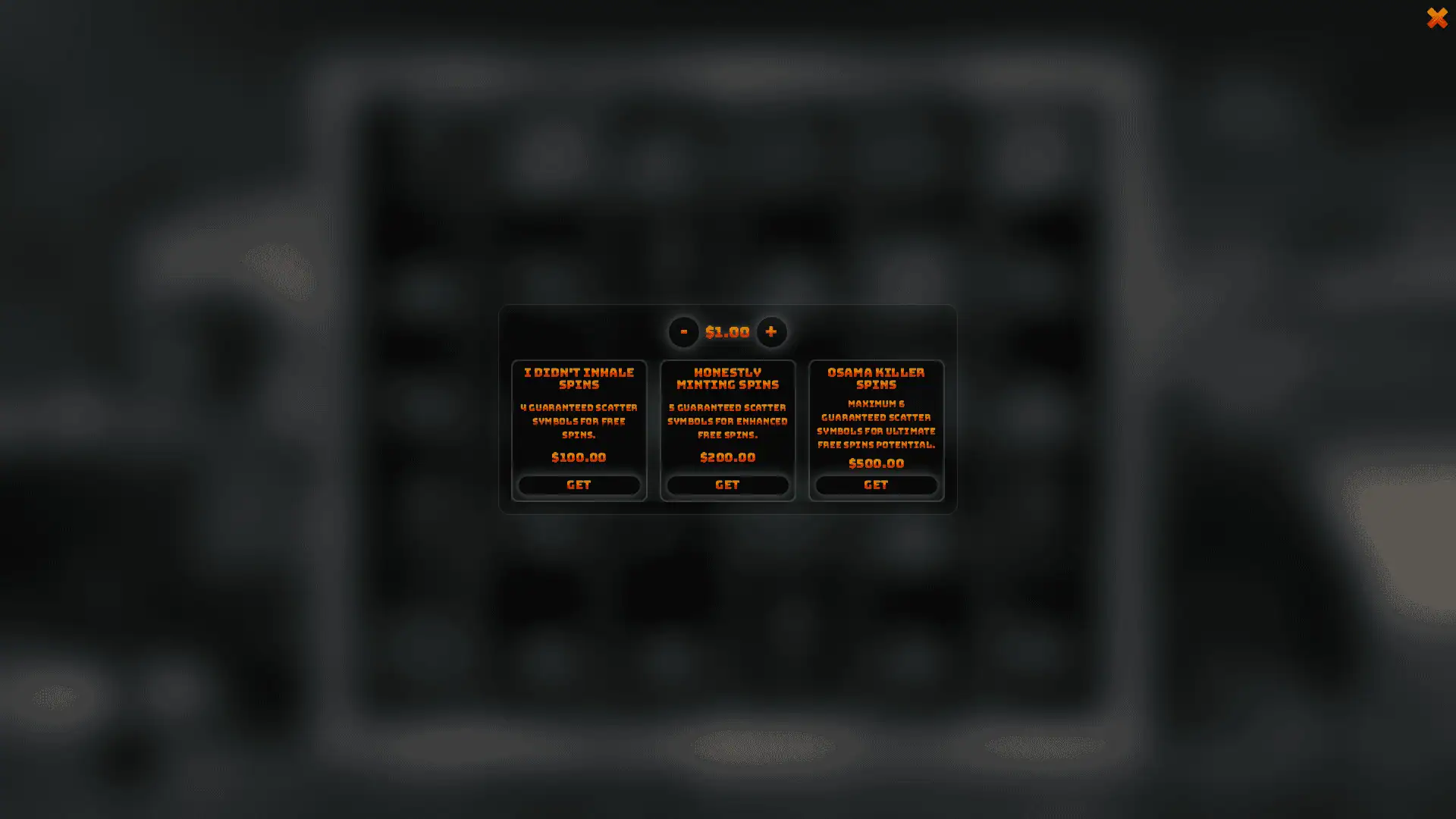 Deaf Presidents bonus buy menu