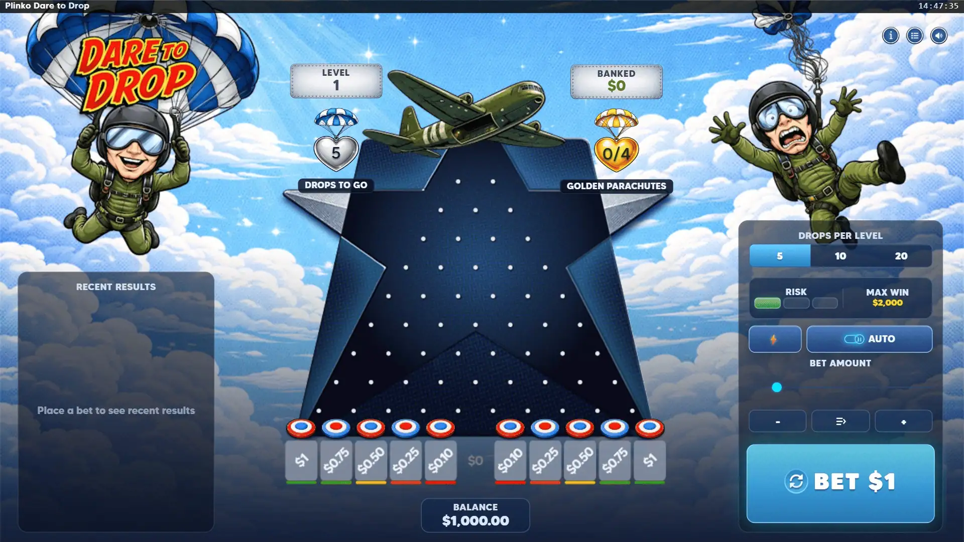Plinko Dare to Drop slot gameplay reels