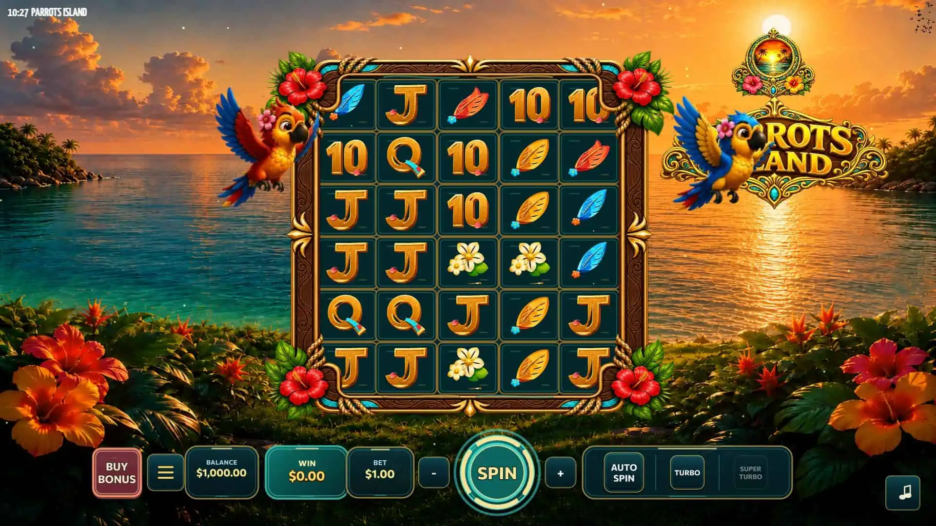 Parrots Island slot gameplay reels
