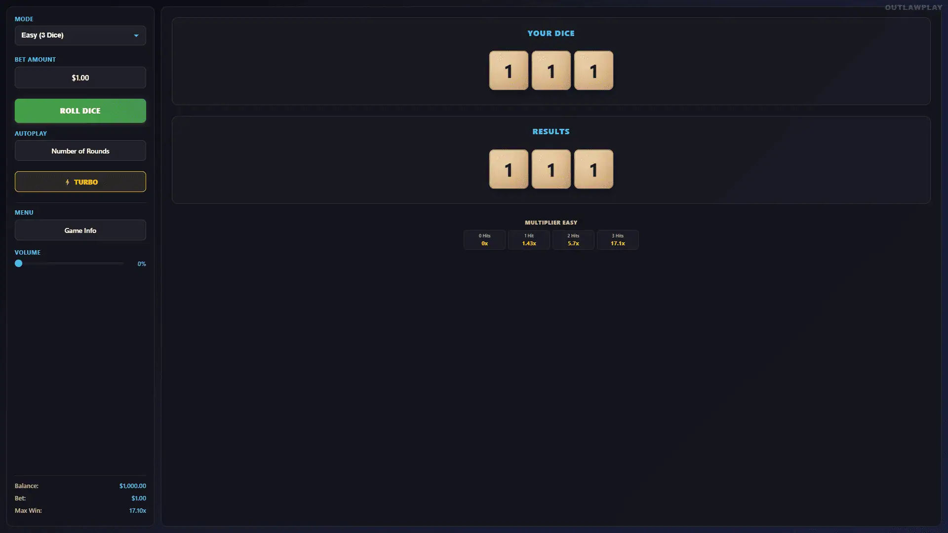 Roll 5 Dice slot gameplay reels