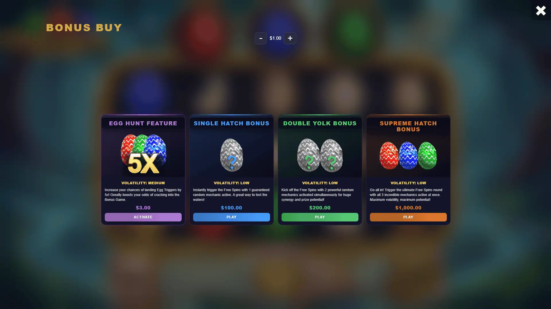 Forest Friends: Egg Hunt bonus buy menu
