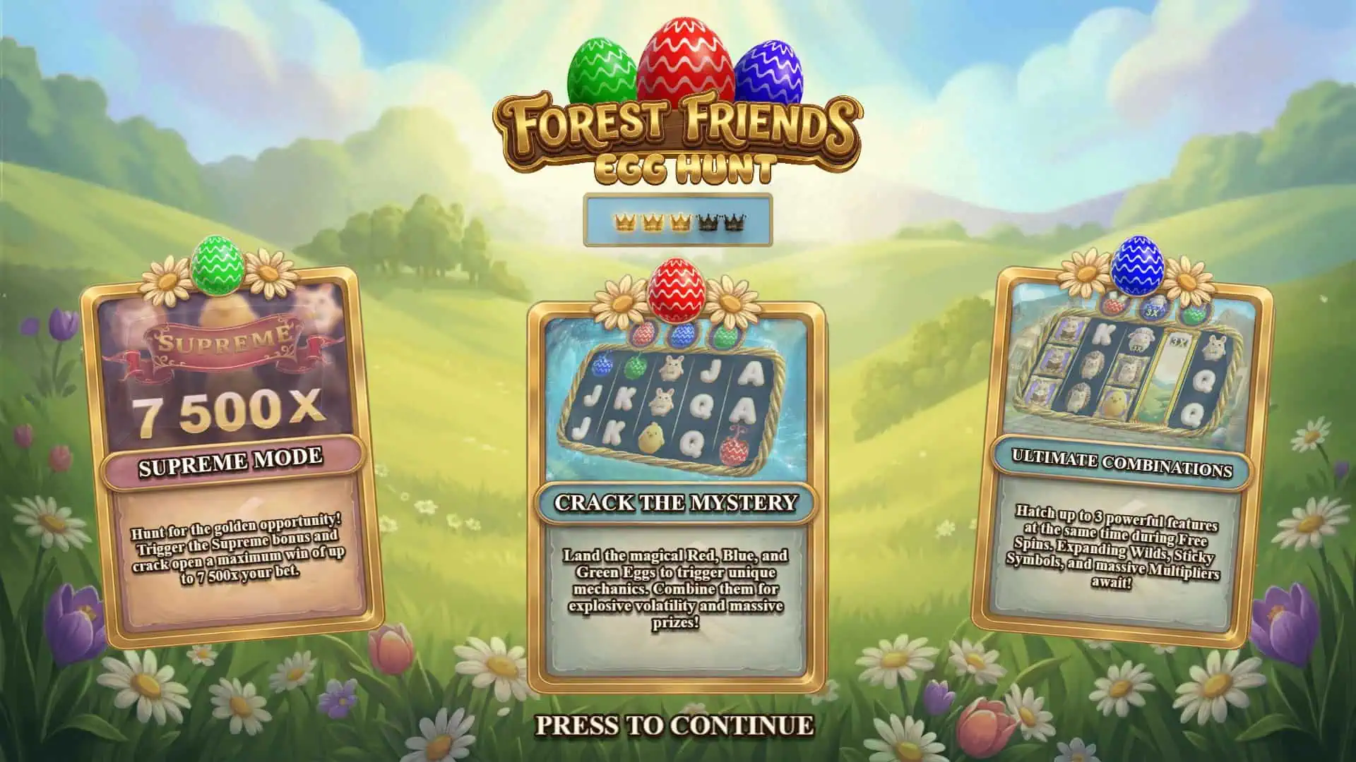 Forest Friends: Egg Hunt slot intro screen