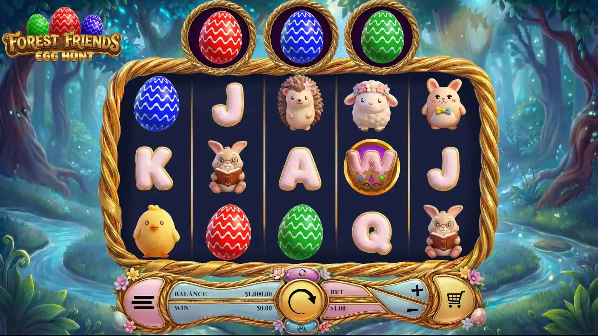 Forest Friends: Egg Hunt slot gameplay reels
