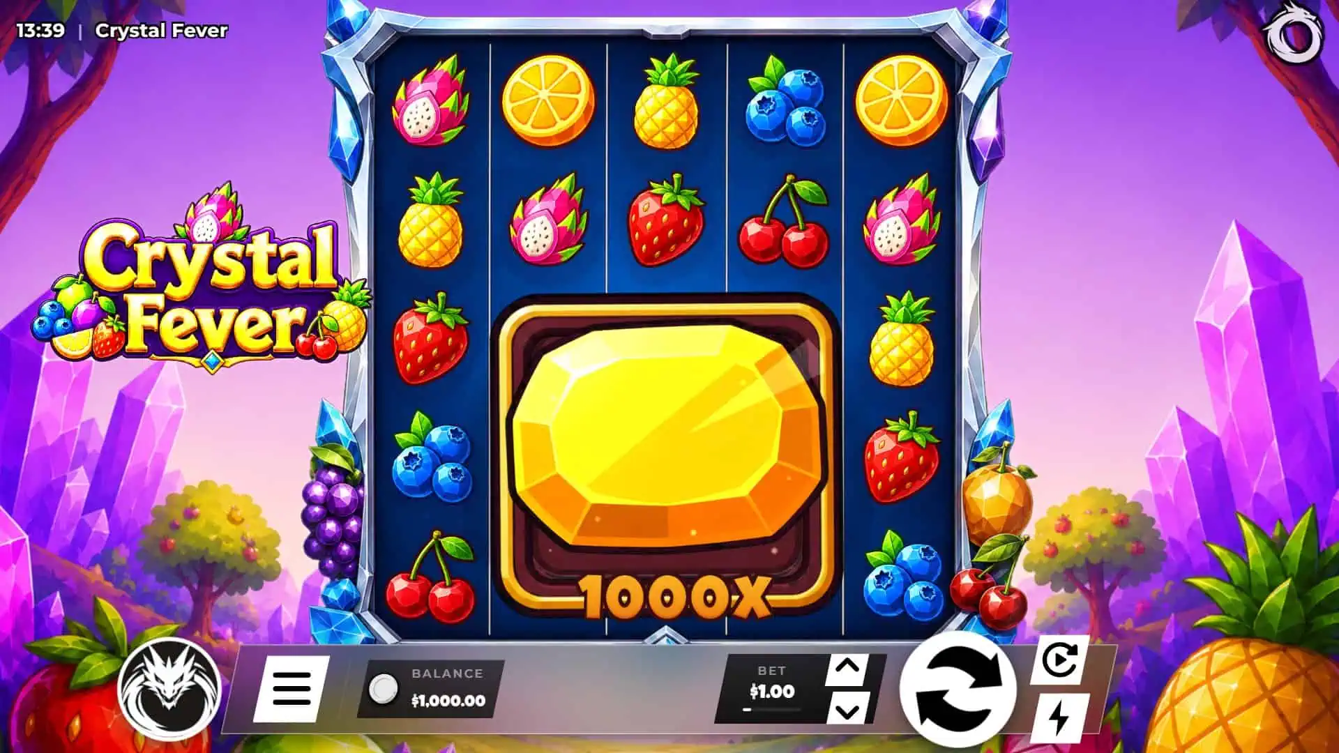 Crystal Fever slot gameplay reels
