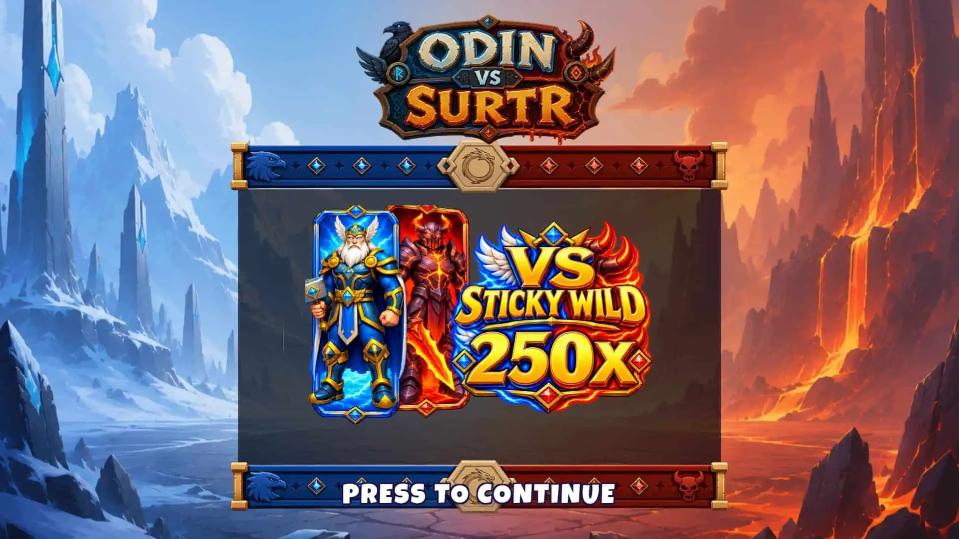 Odin vs Surtr slot intro screen