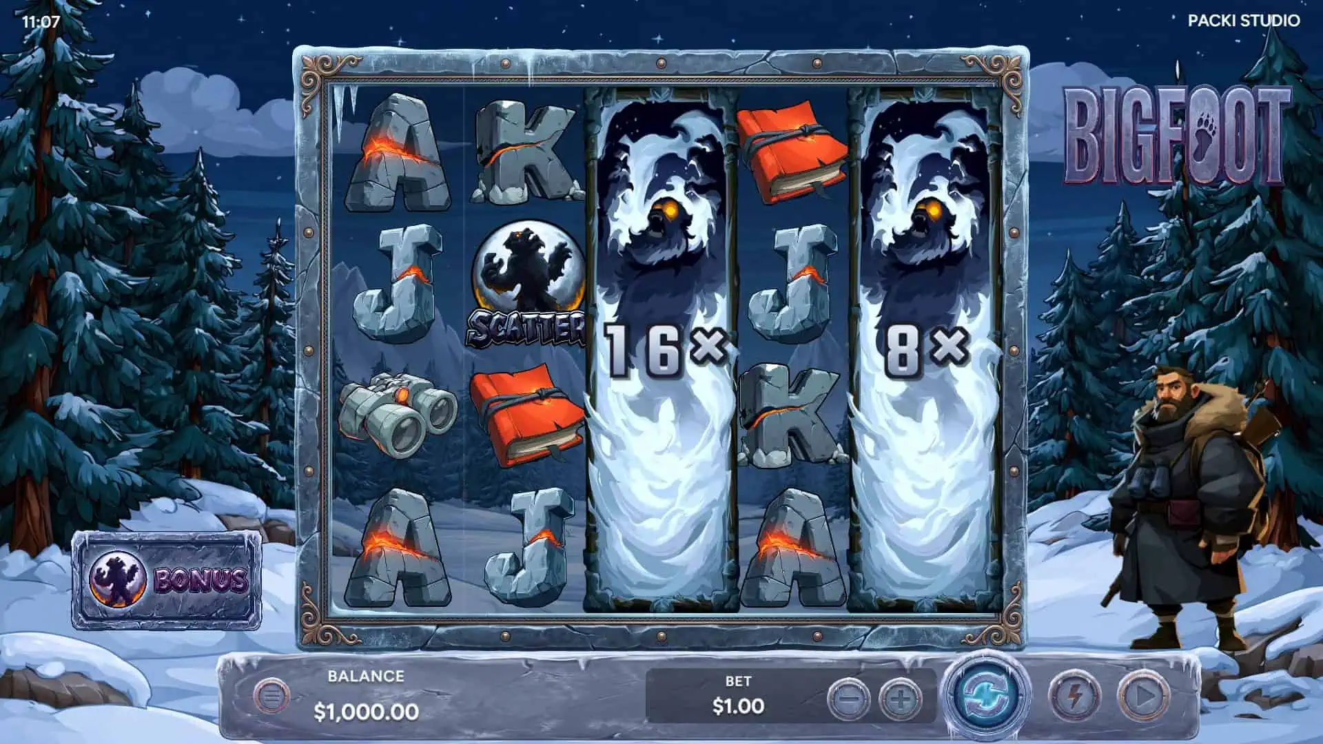 Bigfoot slot gameplay reels