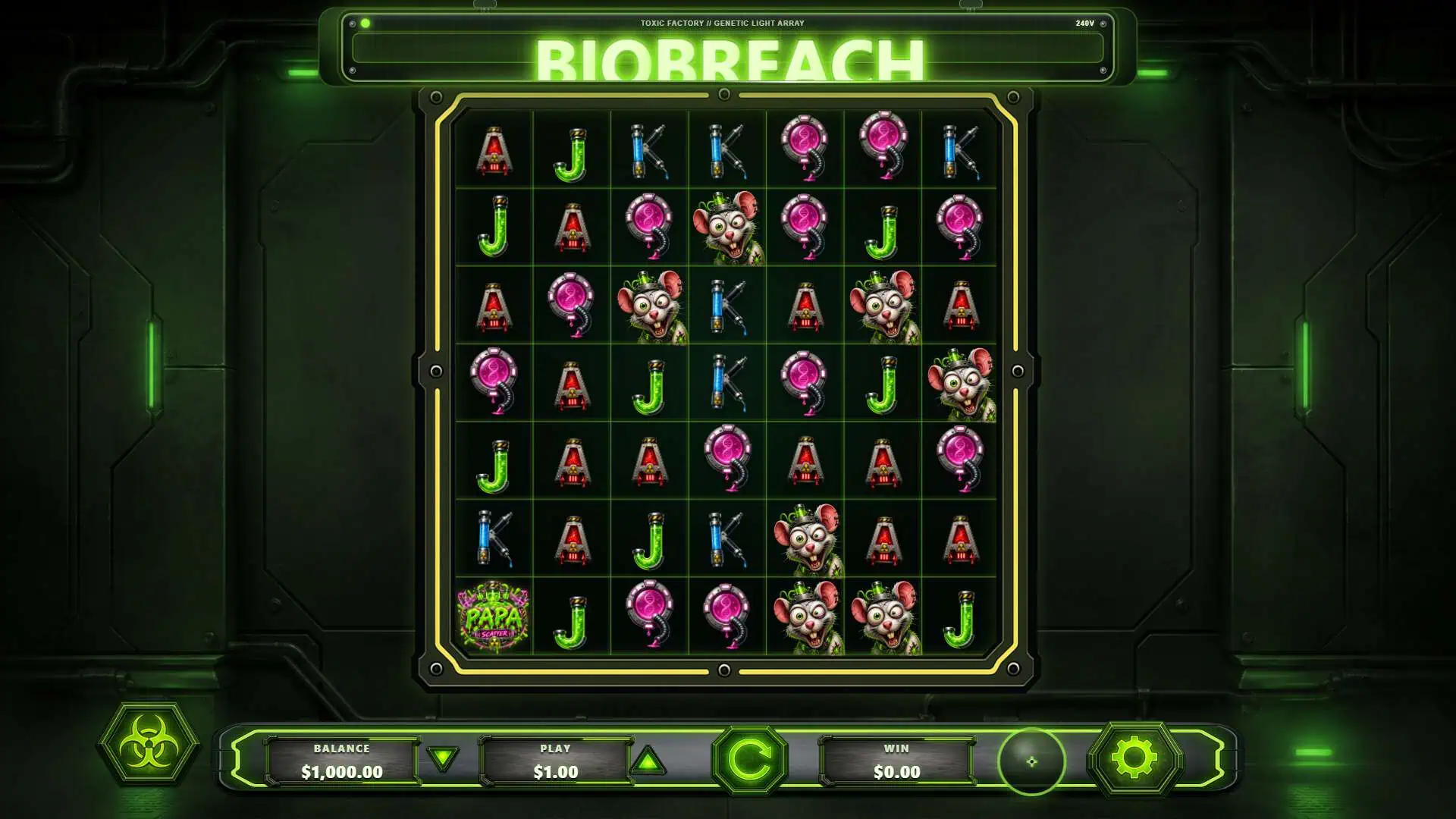 BioBreach slot gameplay reels