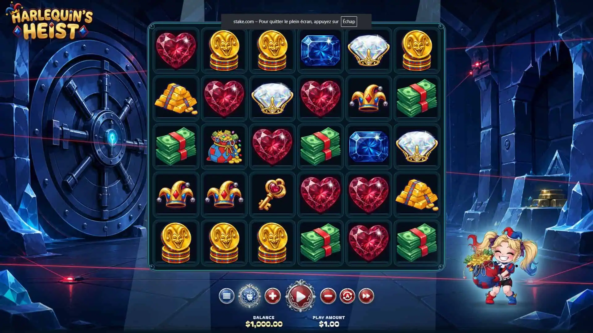 Harlequin's Heist slot gameplay reels