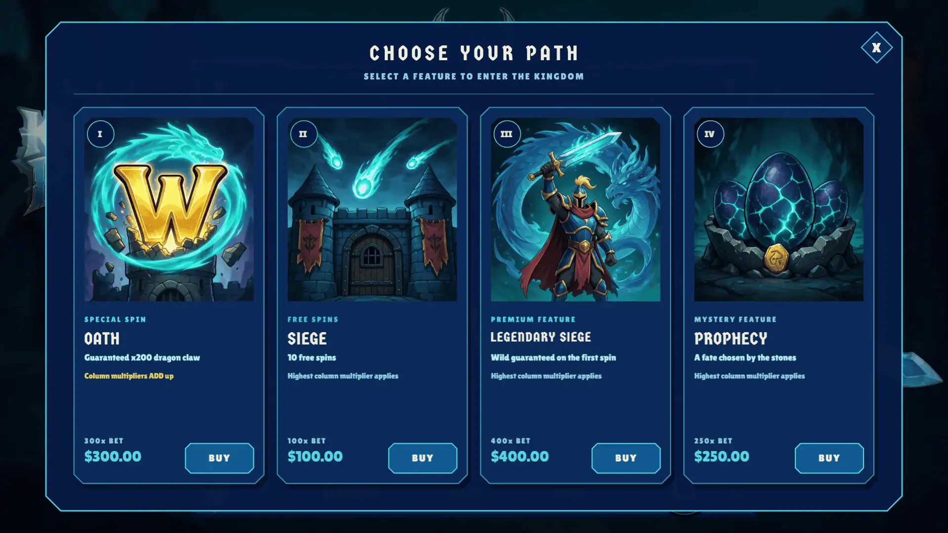 Kingdom of Ruin bonus buy menu