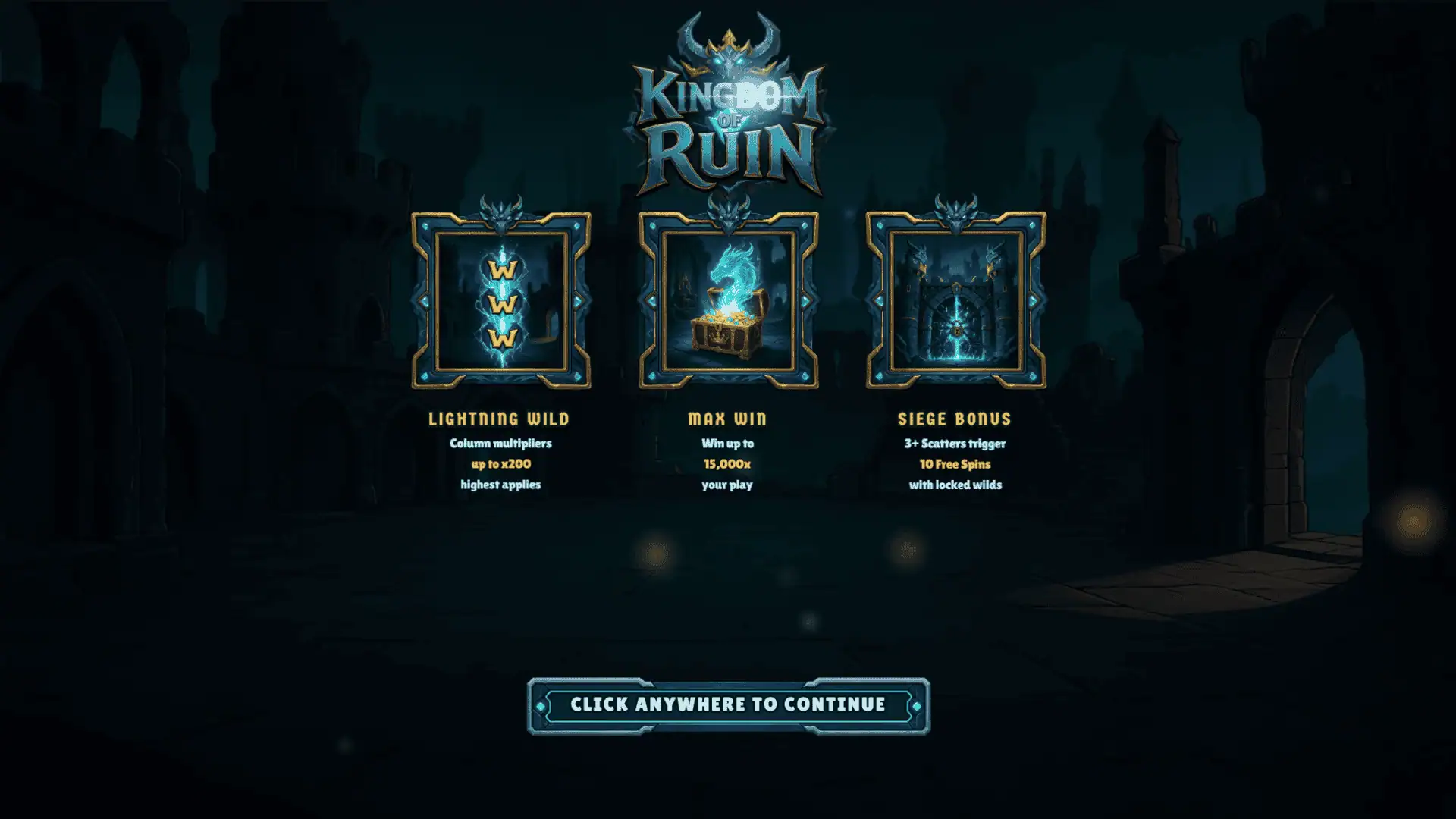 Kingdom of Ruin slot intro screen