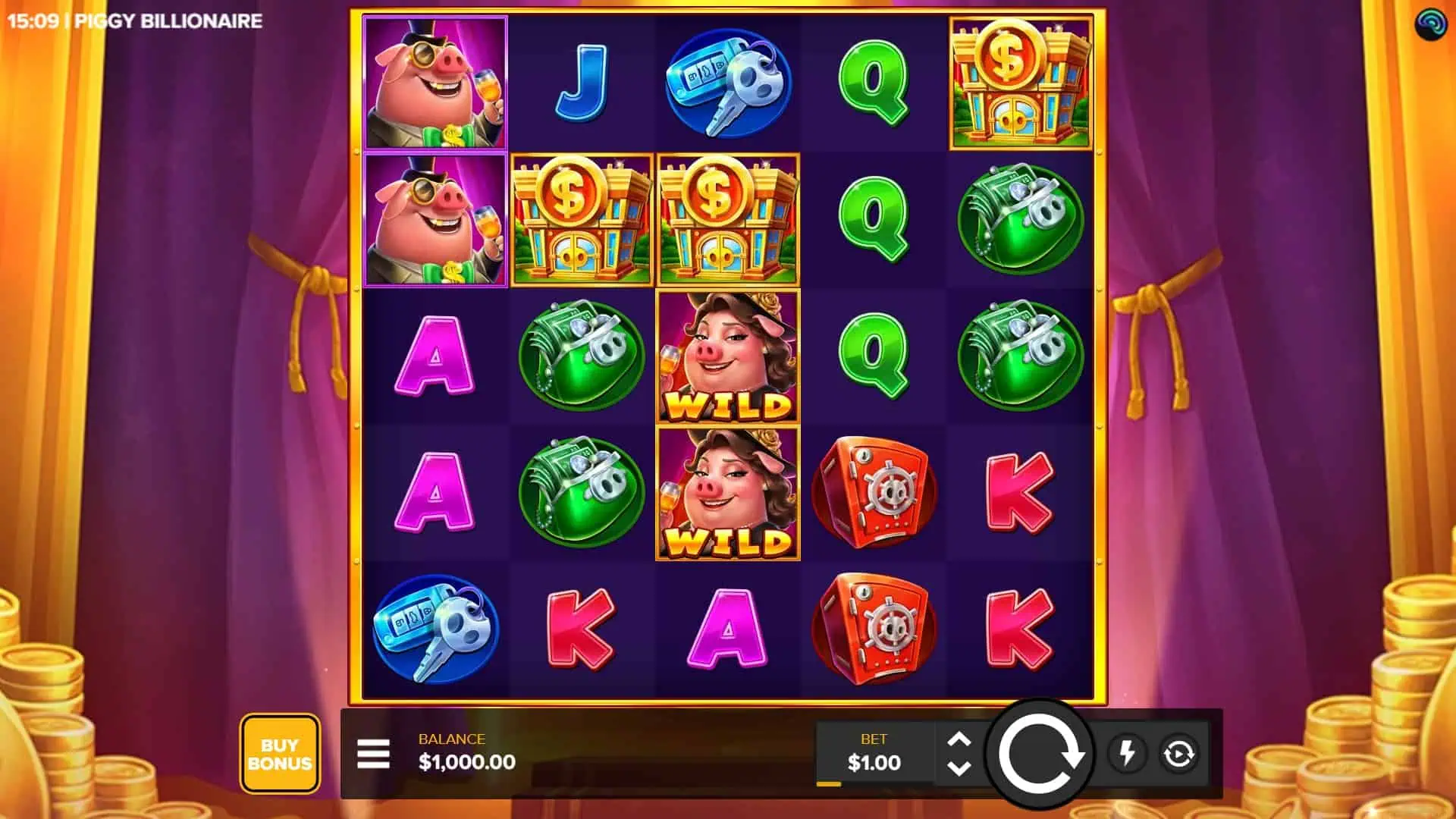 Piggy Billionaire slot gameplay reels