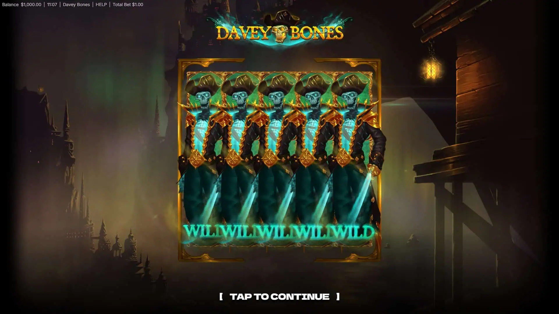 Davey Bones slot intro screen