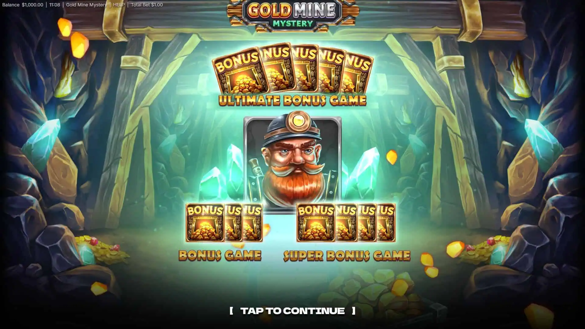Gold Mine Mystery slot intro screen