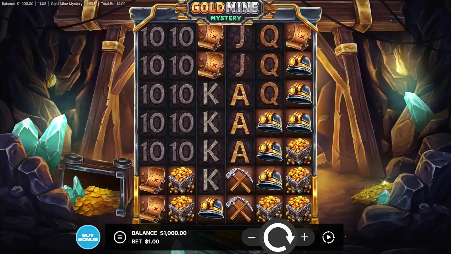 Gold Mine Mystery slot gameplay reels