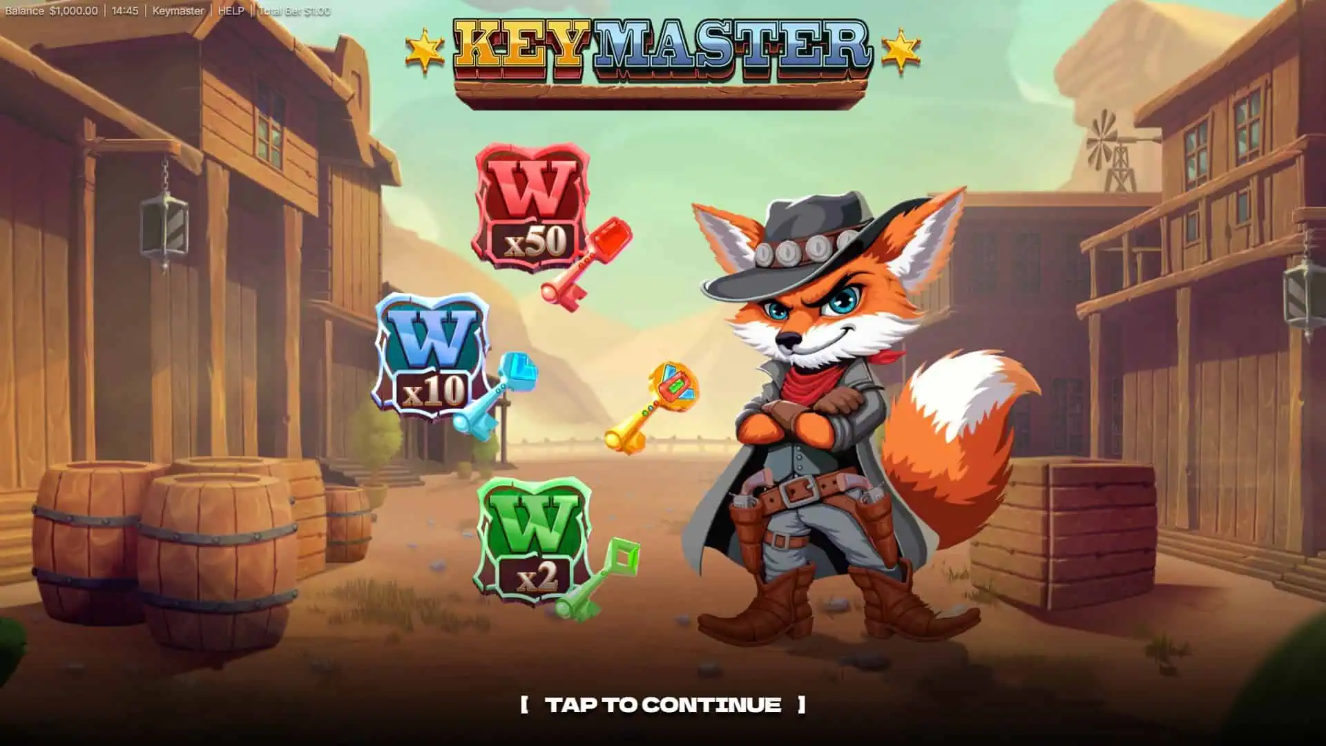 Key Master slot intro screen