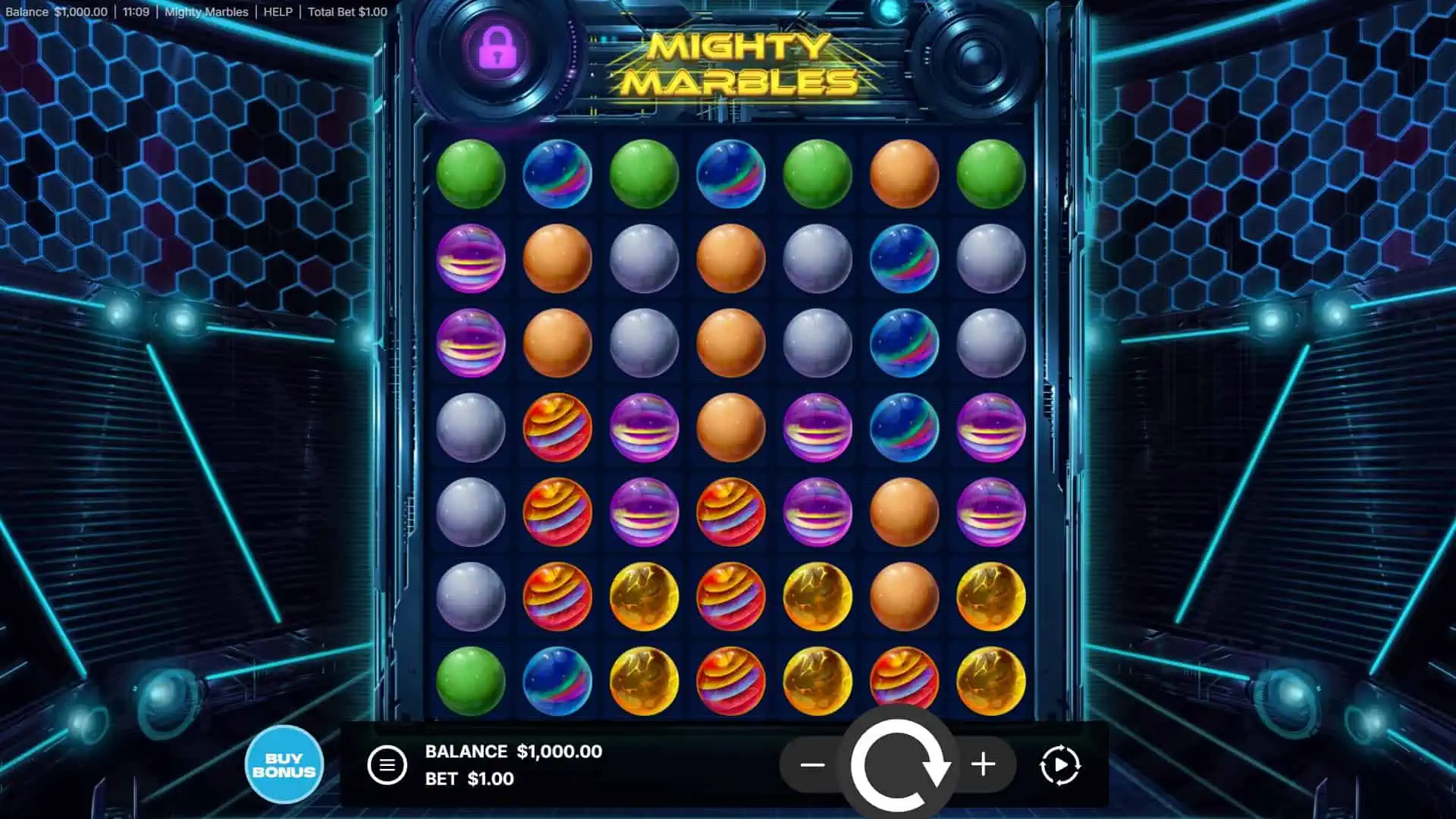 Mighty Marbles slot gameplay reels
