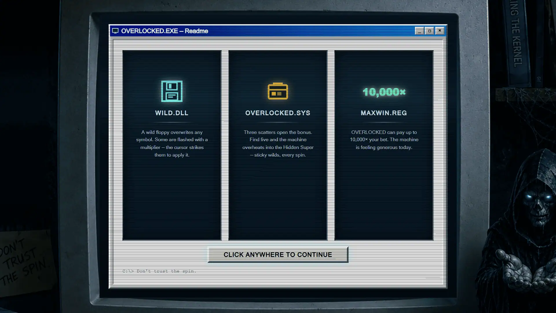 Overlocked slot intro screen