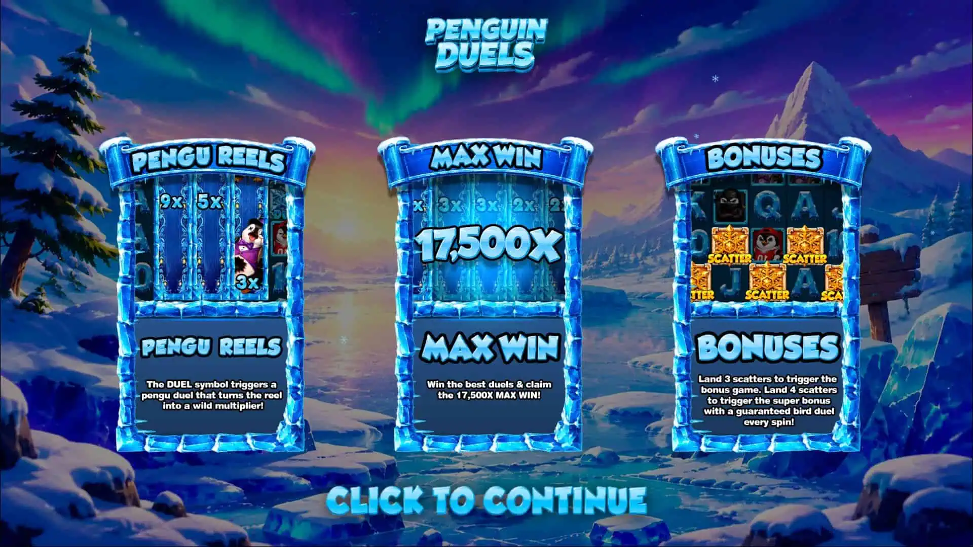 Penguin Duels slot intro screen