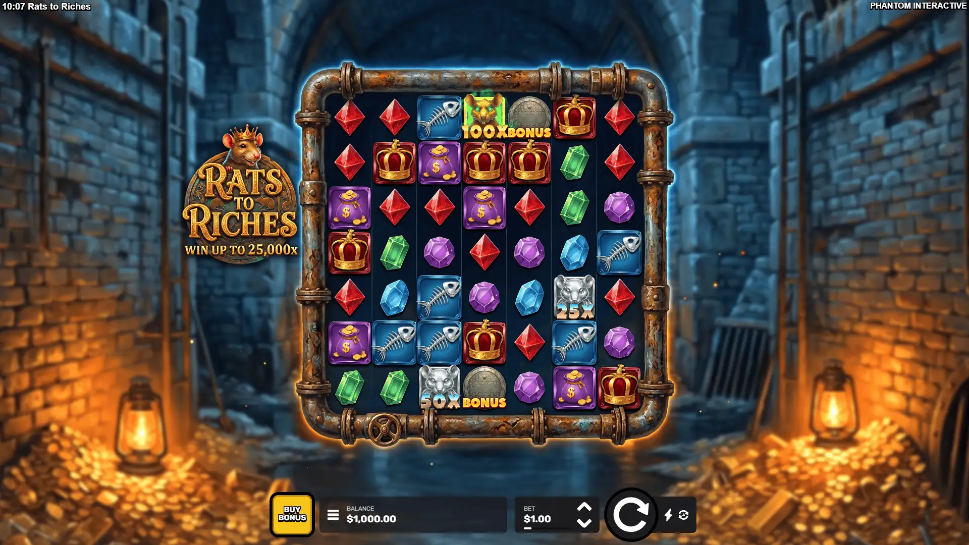 Rats To Riches slot gameplay reels