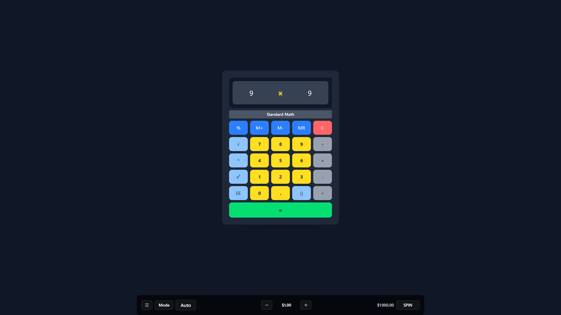 Equation slot gameplay reels
