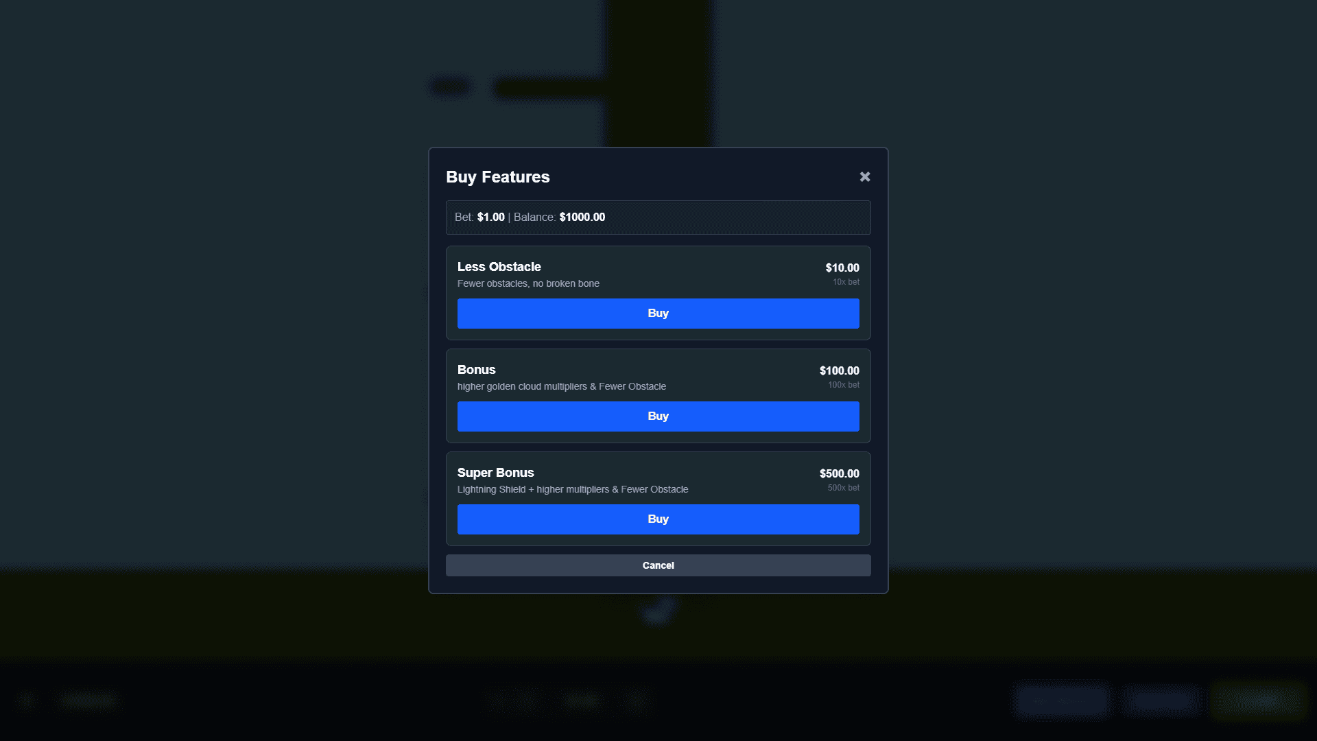Neko Climber bonus buy menu