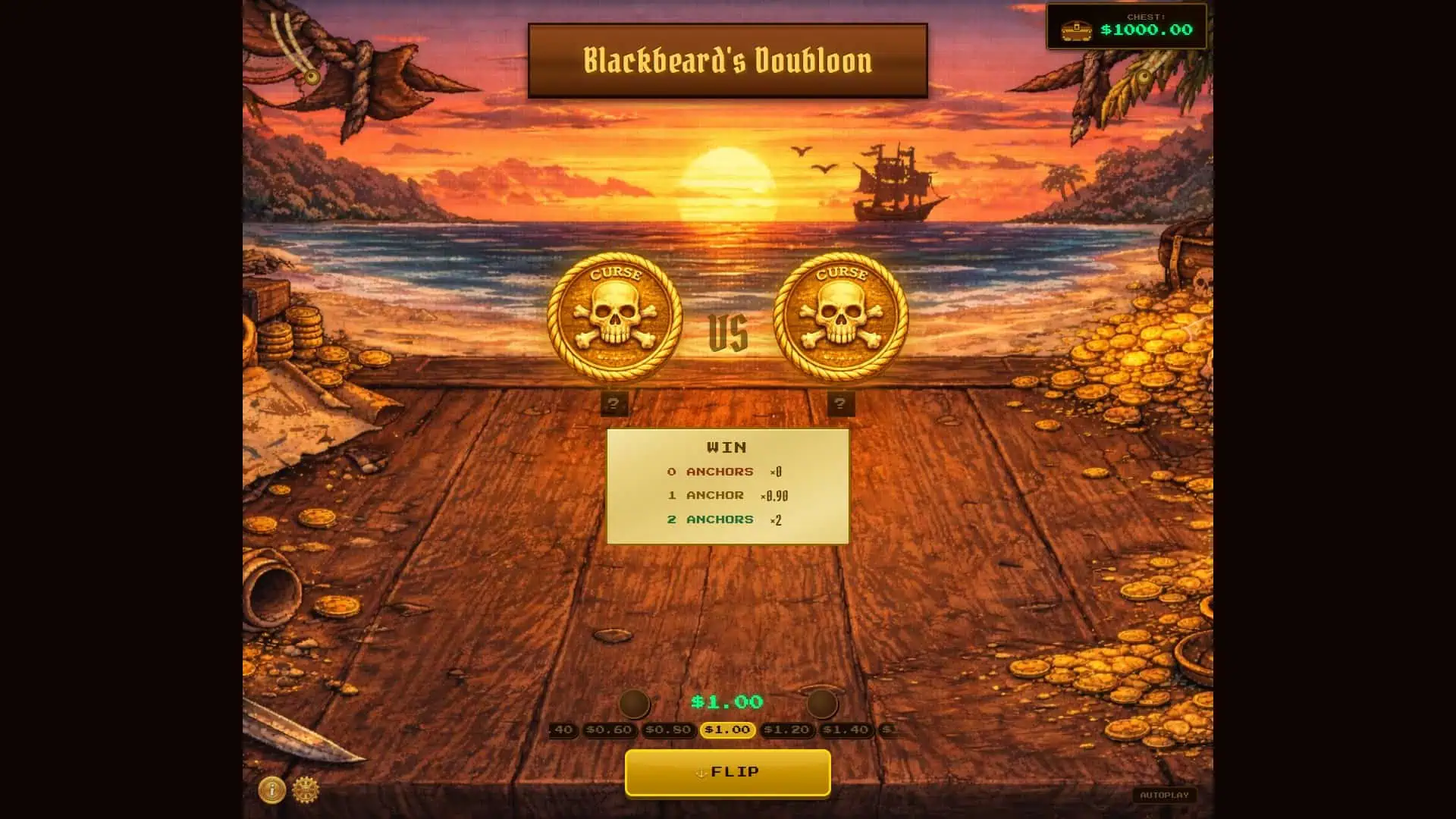 Blackbeard&acute;s Doubloon slot gameplay reels