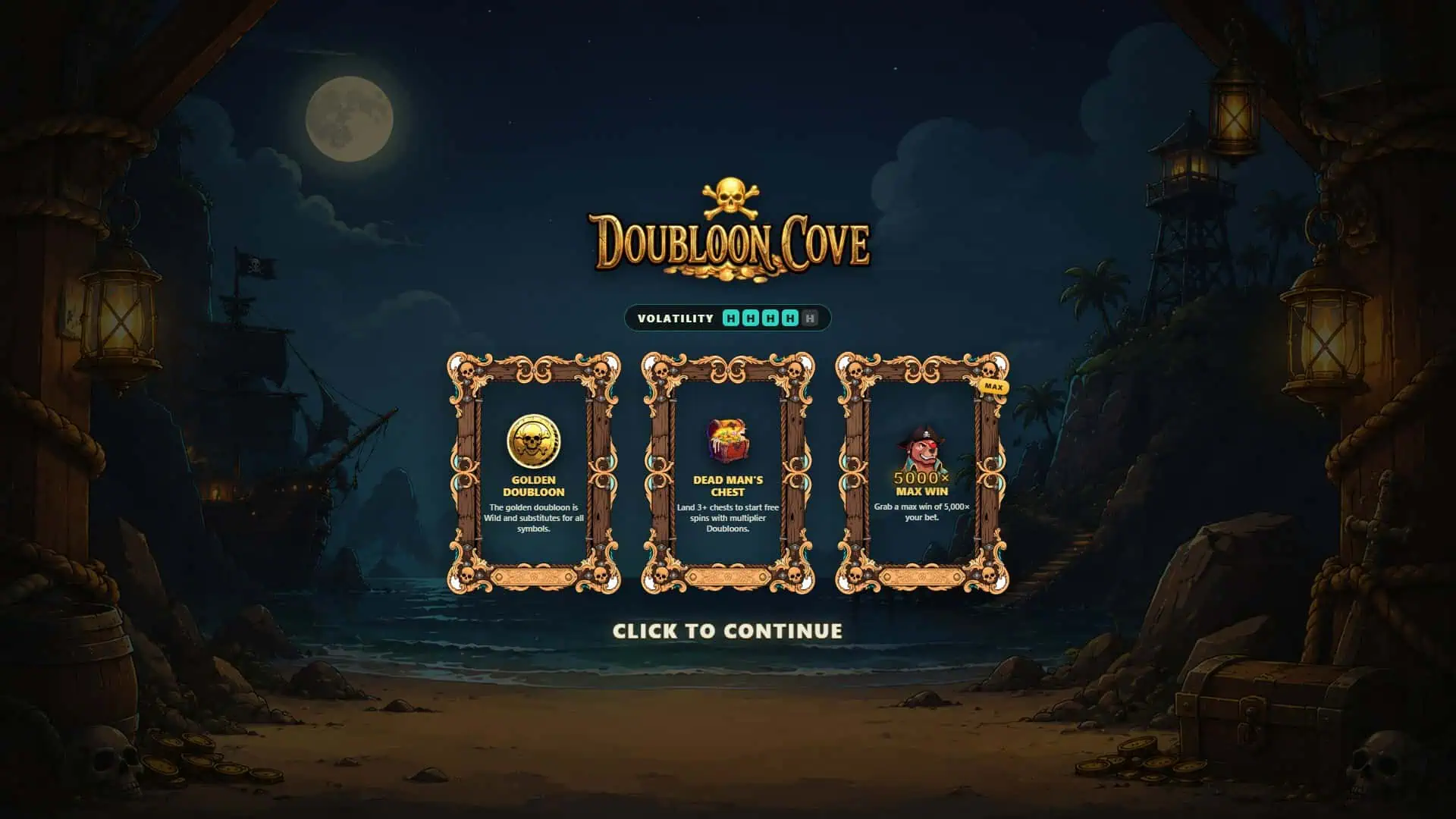 Doubloon Cove slot intro screen