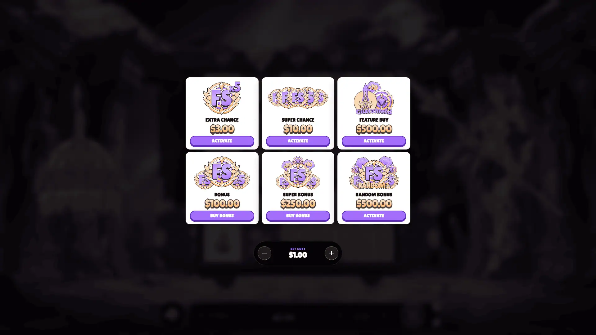 Astra Spear bonus buy menu