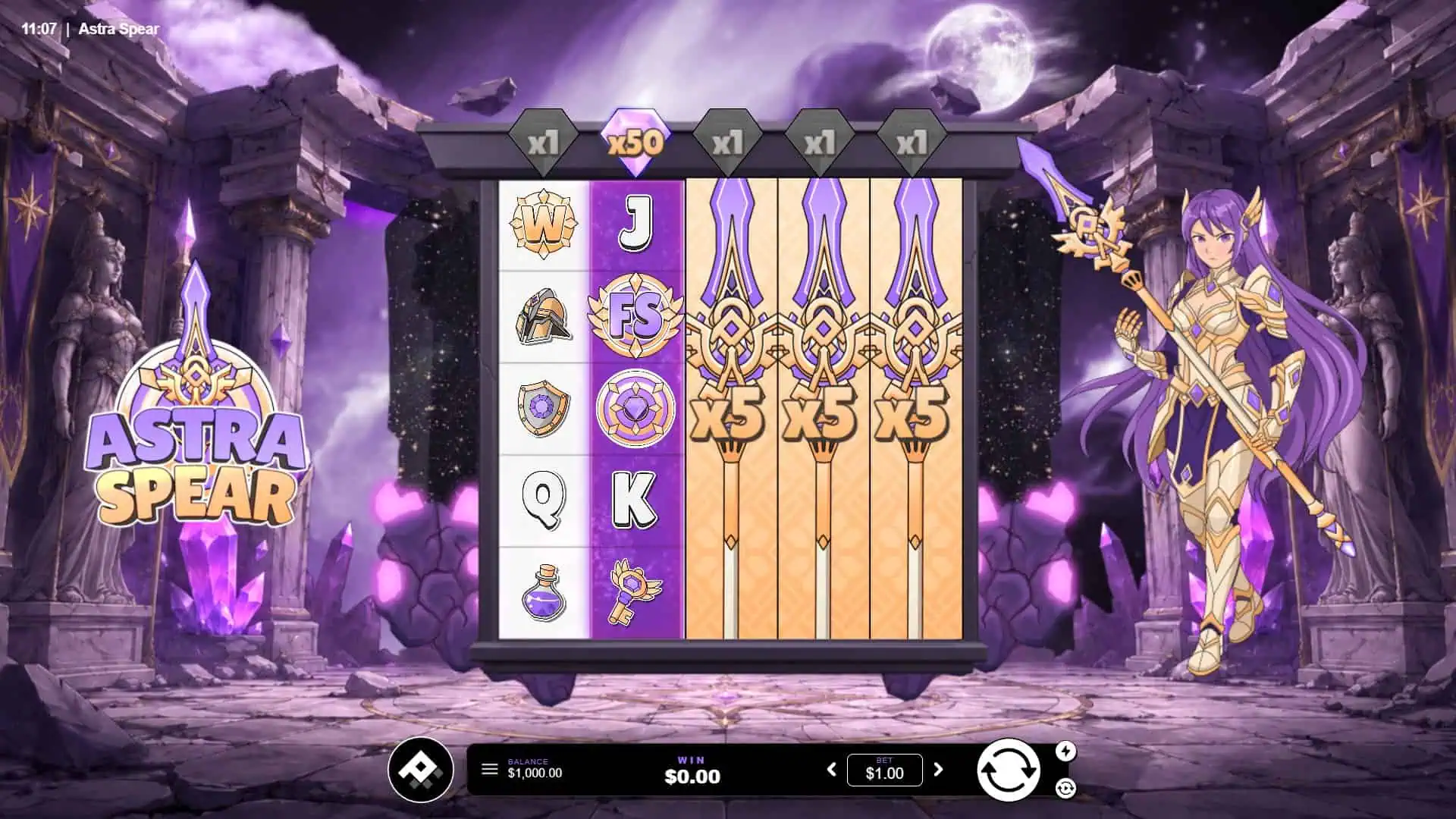 Astra Spear slot gameplay reels