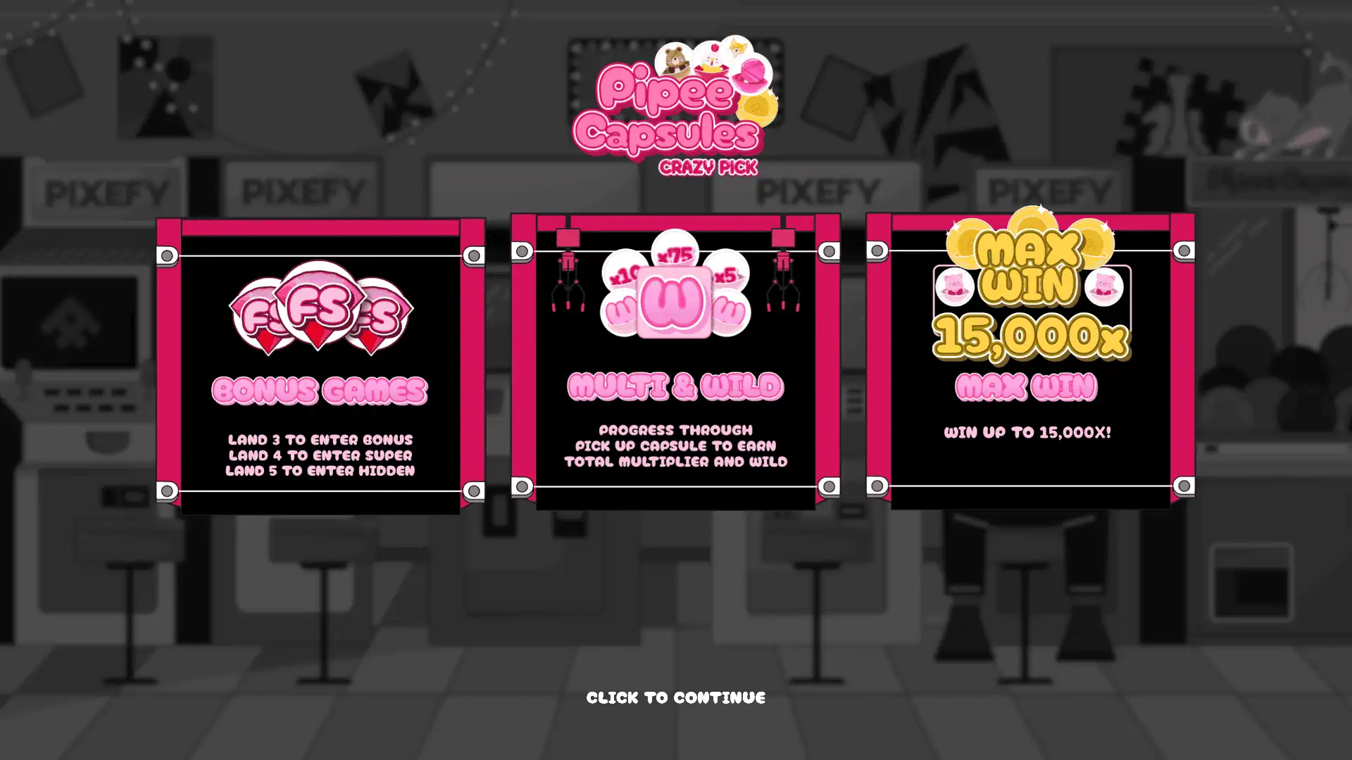 Pipee Capsule slot intro screen
