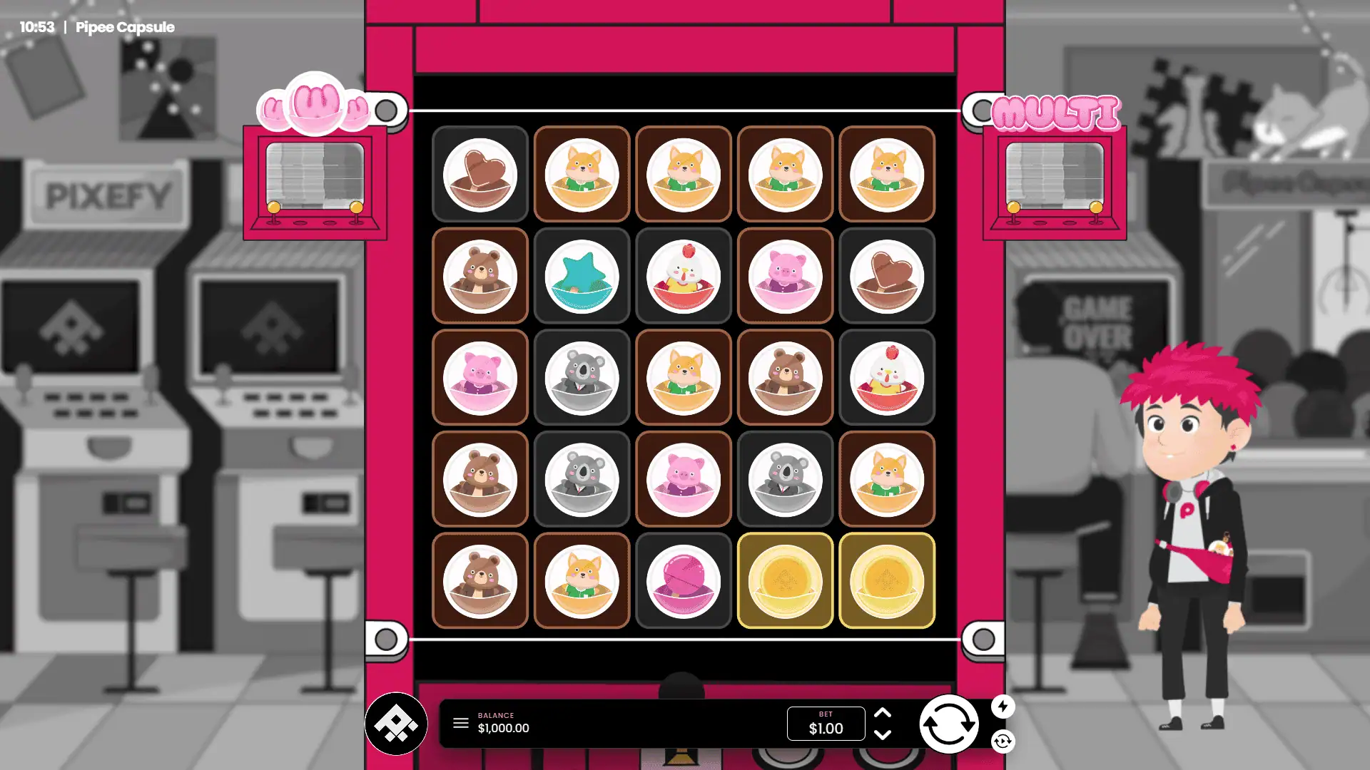 Pipee Capsule slot gameplay reels