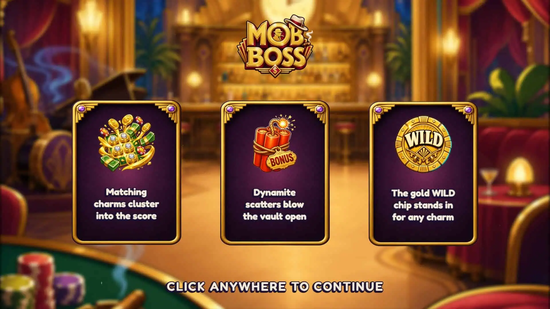 Mob Boss slot intro screen