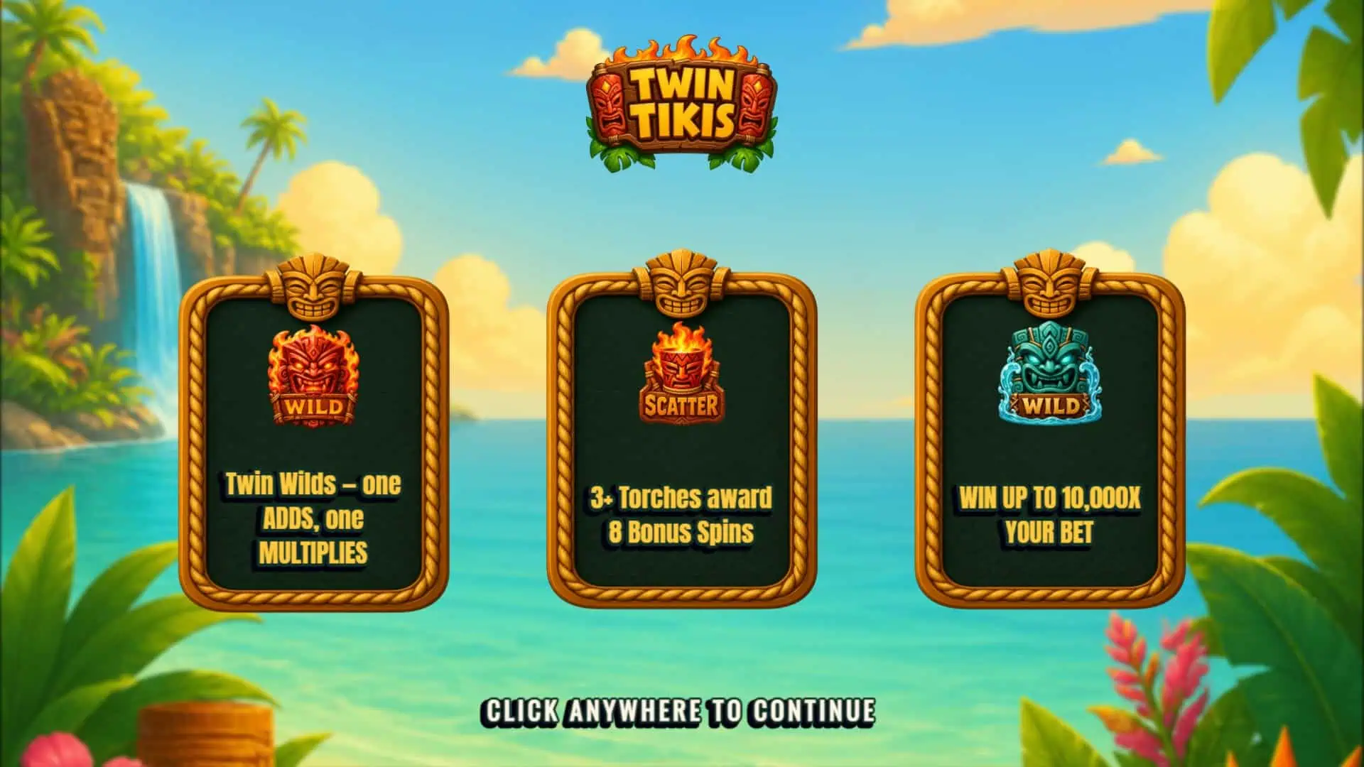 Twin Tikis slot intro screen