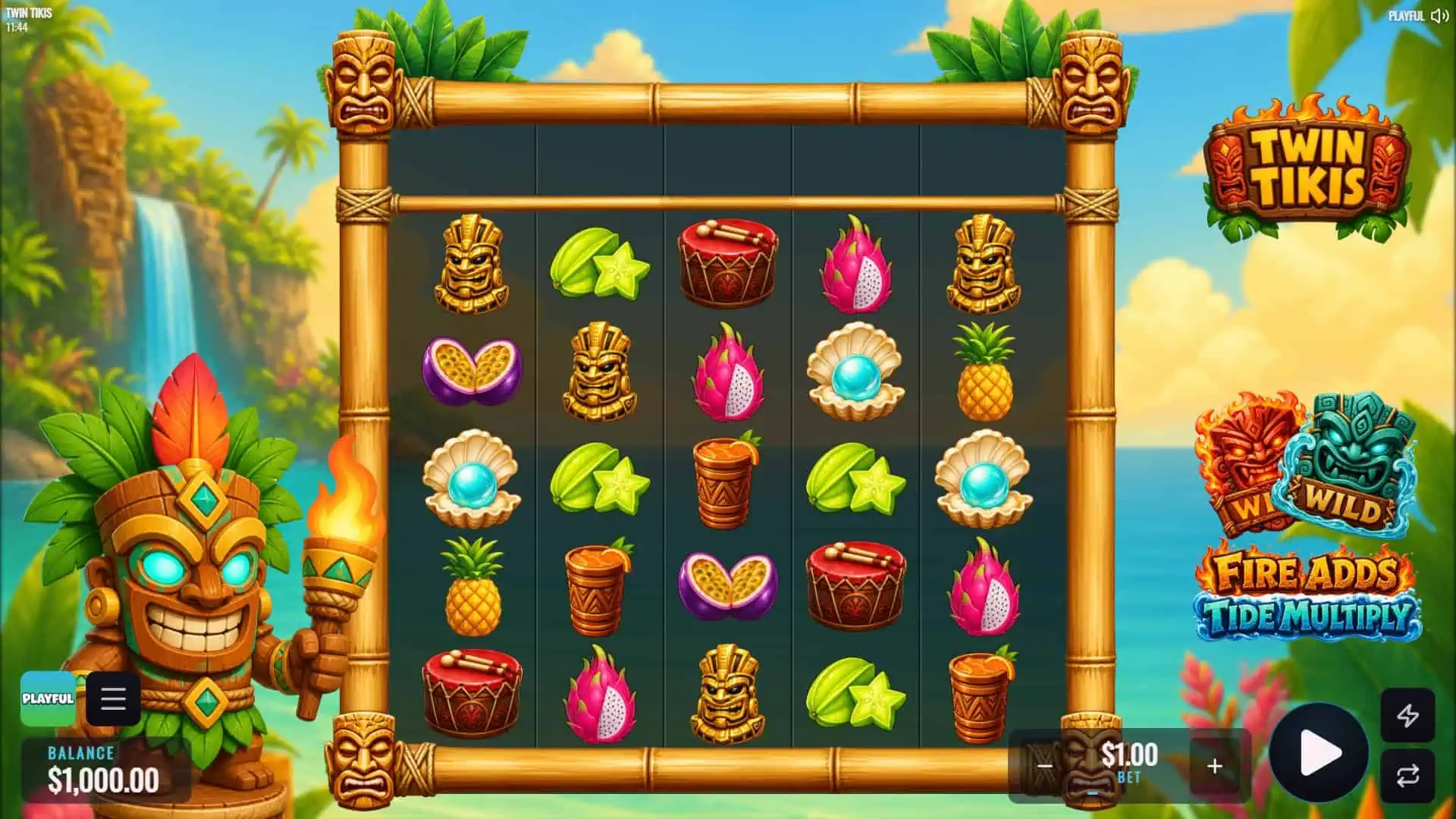 Twin Tikis slot gameplay reels