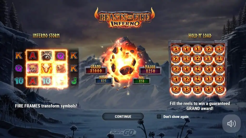Playn go beasts of fire inferno intro screen