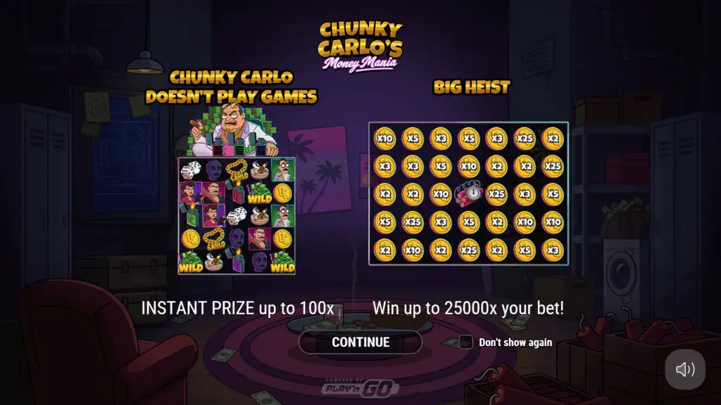 Playn go chunky carlos money mania intro screen