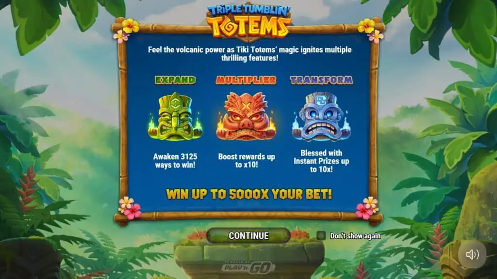 Playn go triple tumblin totems intro screen
