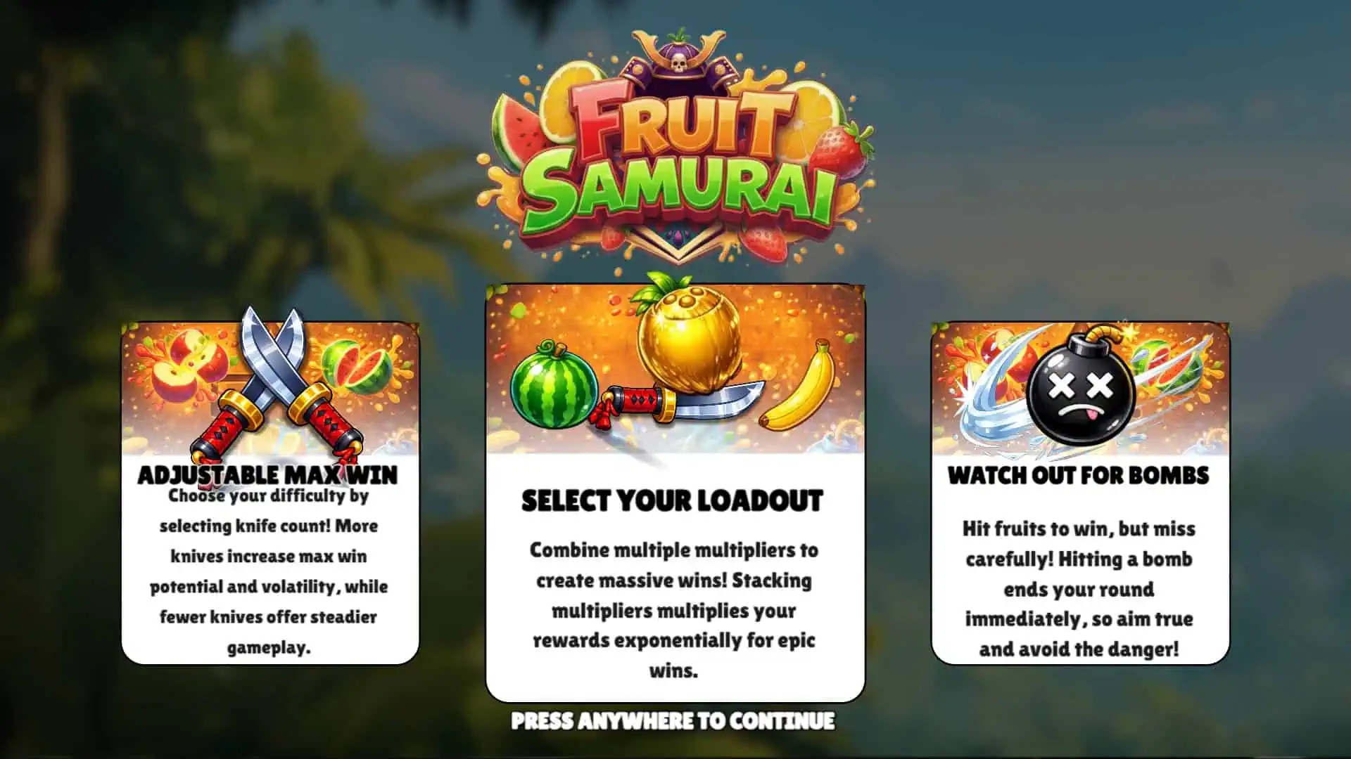 Fruit Samurai slot intro screen
