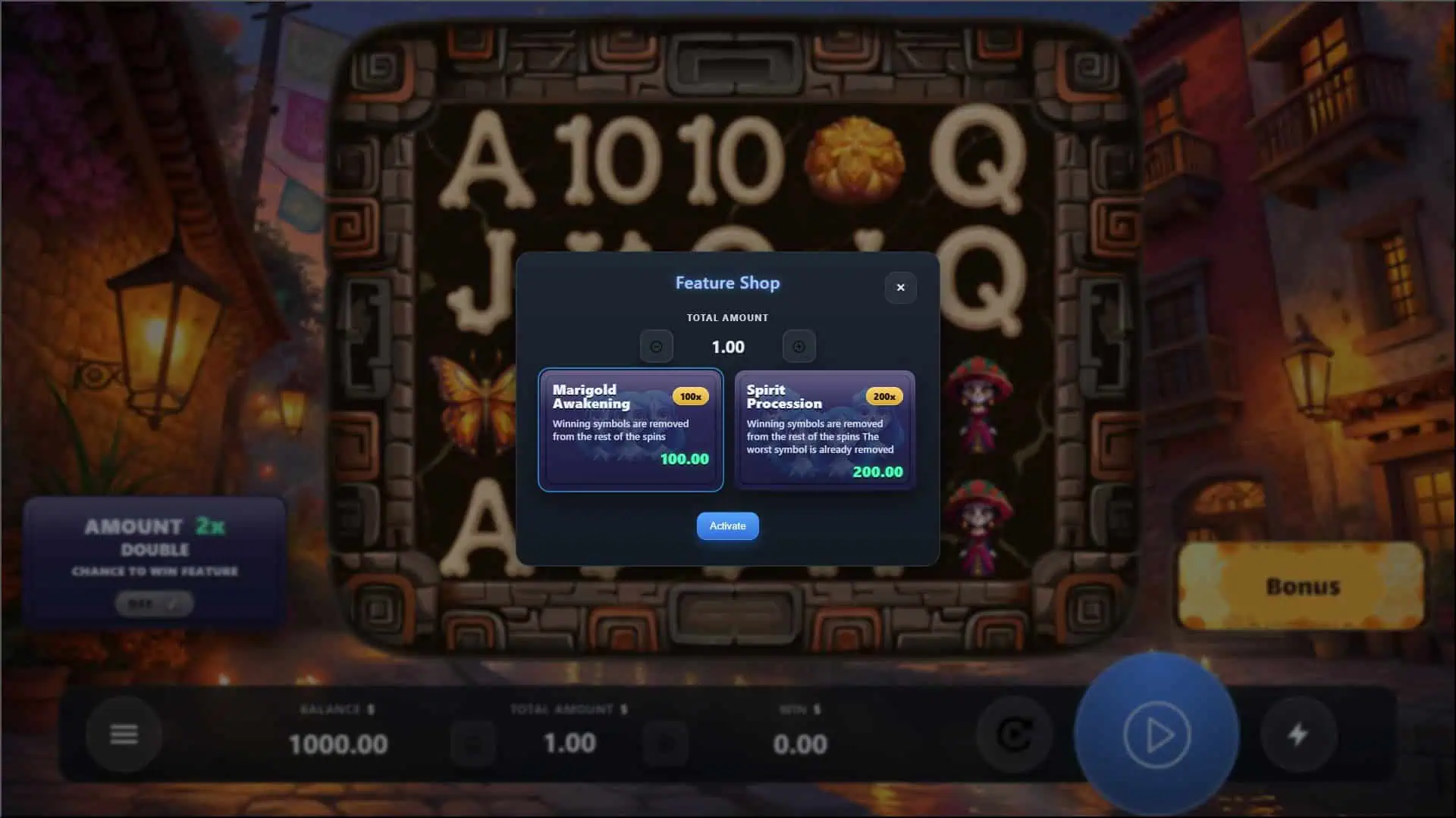 Fiesta Spirits bonus buy menu