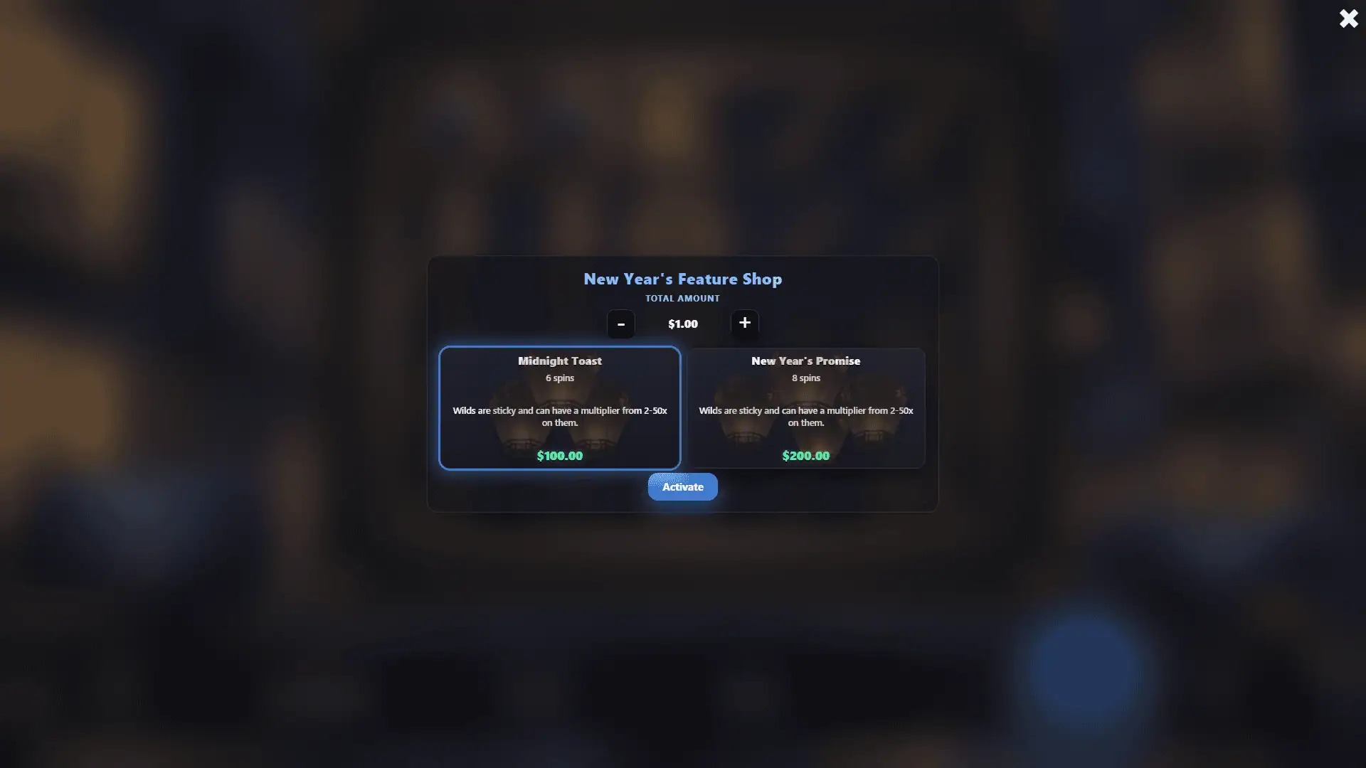 New Years Resolution bonus buy menu